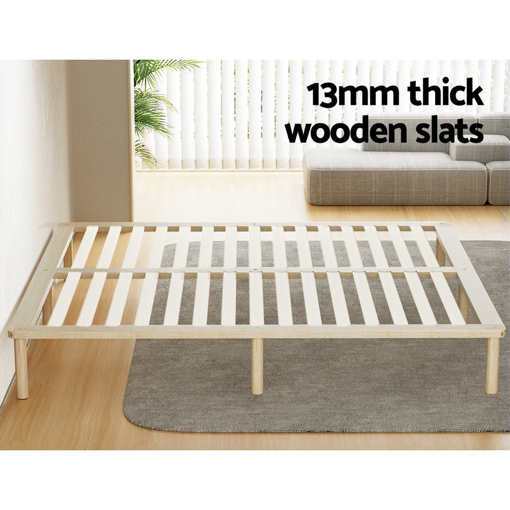 Amba Minimalist King Wooden Bed Frame - Solid Pine Wood Platform Bed with Headboard - Perfect for Modern Bedroom, Guest Room & Master Suite
