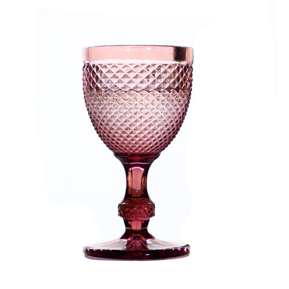 Elegant Embossed Red Wine Glasses - Vintage Colorful Goblets for Wedding, Party & Home Decor - Perfect for Romantic Dinners, Special Occasions & Gift Giving