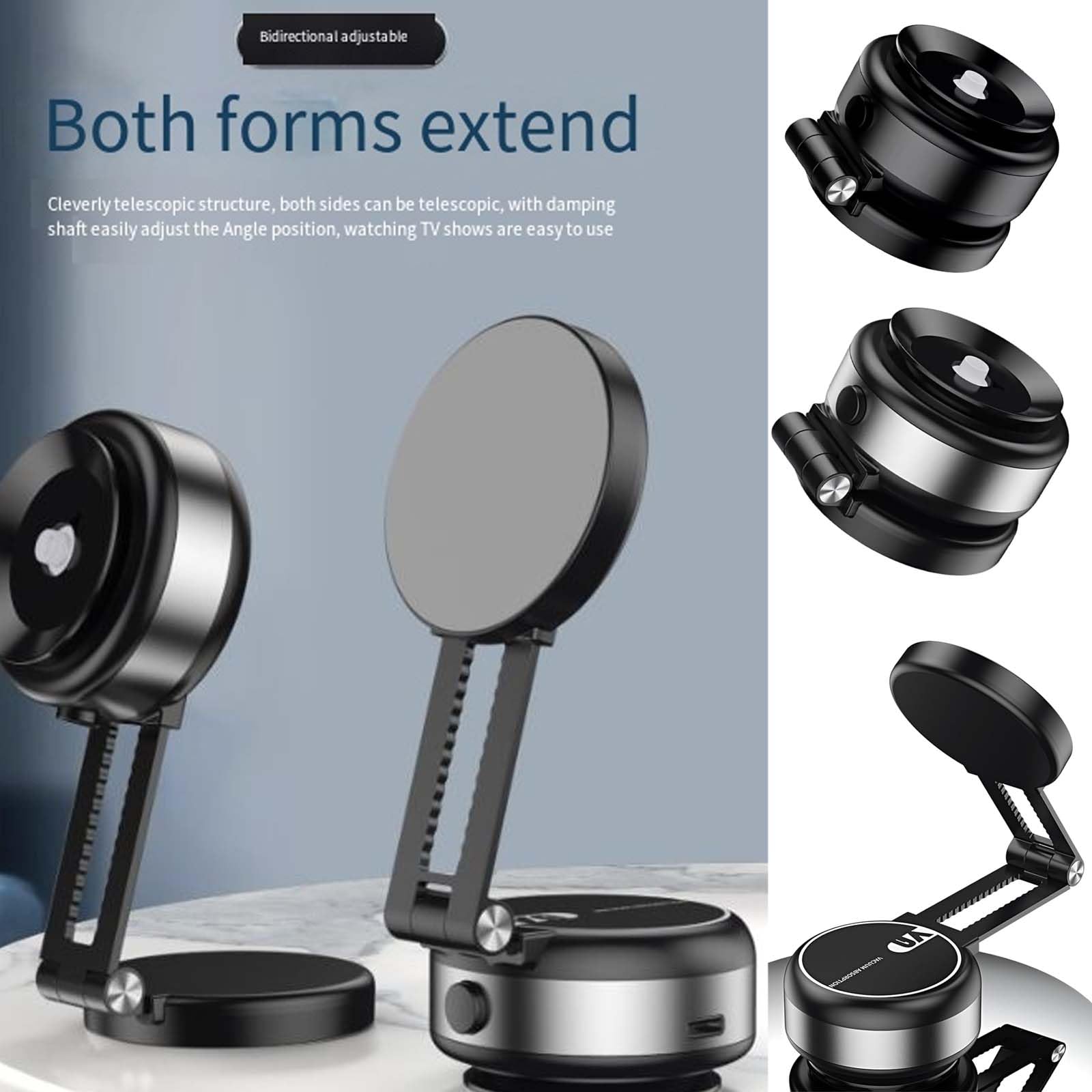 Nixive Double-Sided Magnetic Phone Holder - Adjustable Vacuum & Magnetic Car Mount with 360° Rotation for iPhone 15/14/13 Pro Max, Samsung Galaxy S23/S22 - Perfect for Driving, Cycling & Office Use (Black)