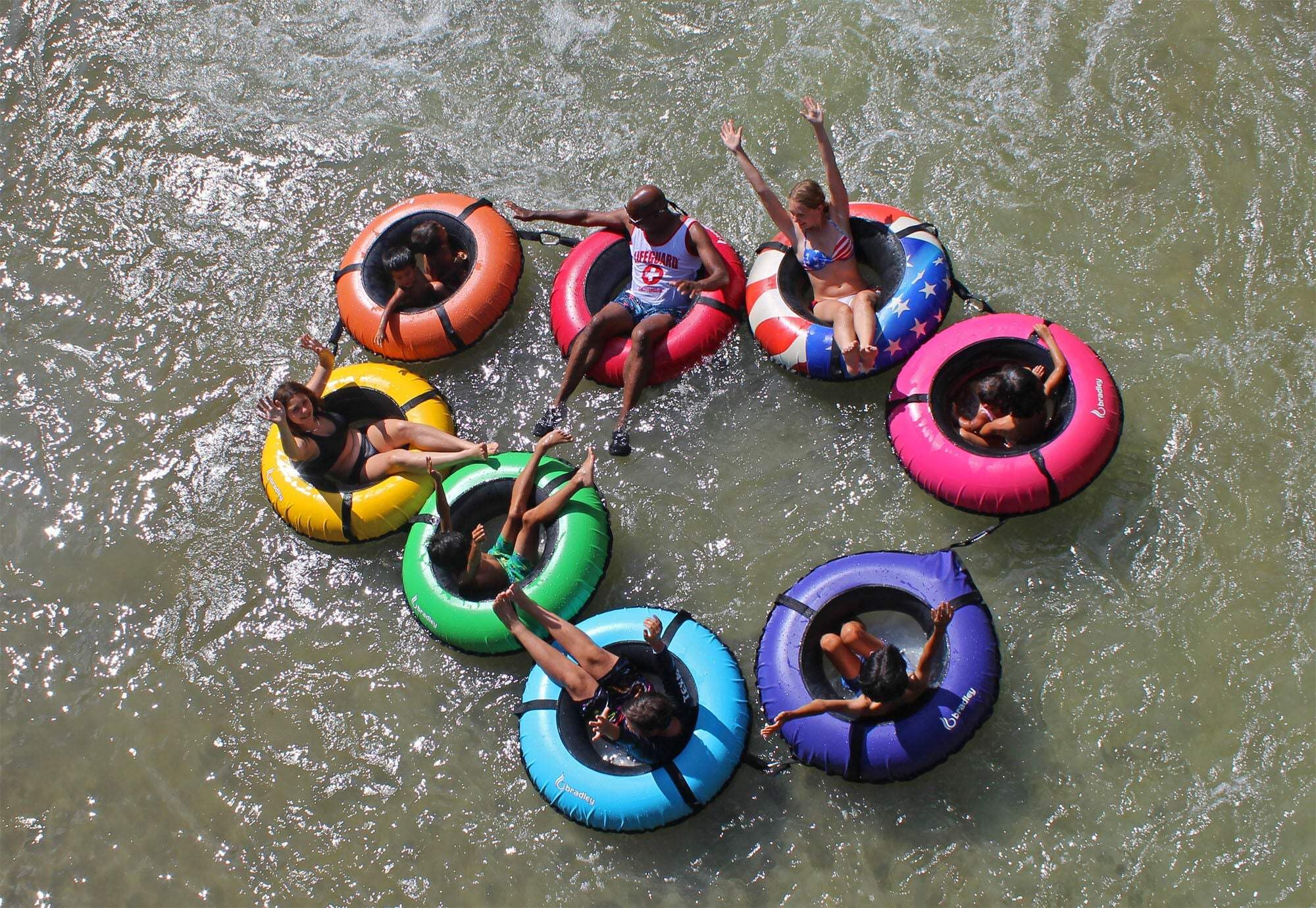 Heavy Duty Bradley River Tubes - Pack of 4 for Whitewater Floating | Durable Rubber Inner Tubes with Protective Covers | Connectable for Group Rafting | Perfect for River Adventures, Water Parks & Summer Fun