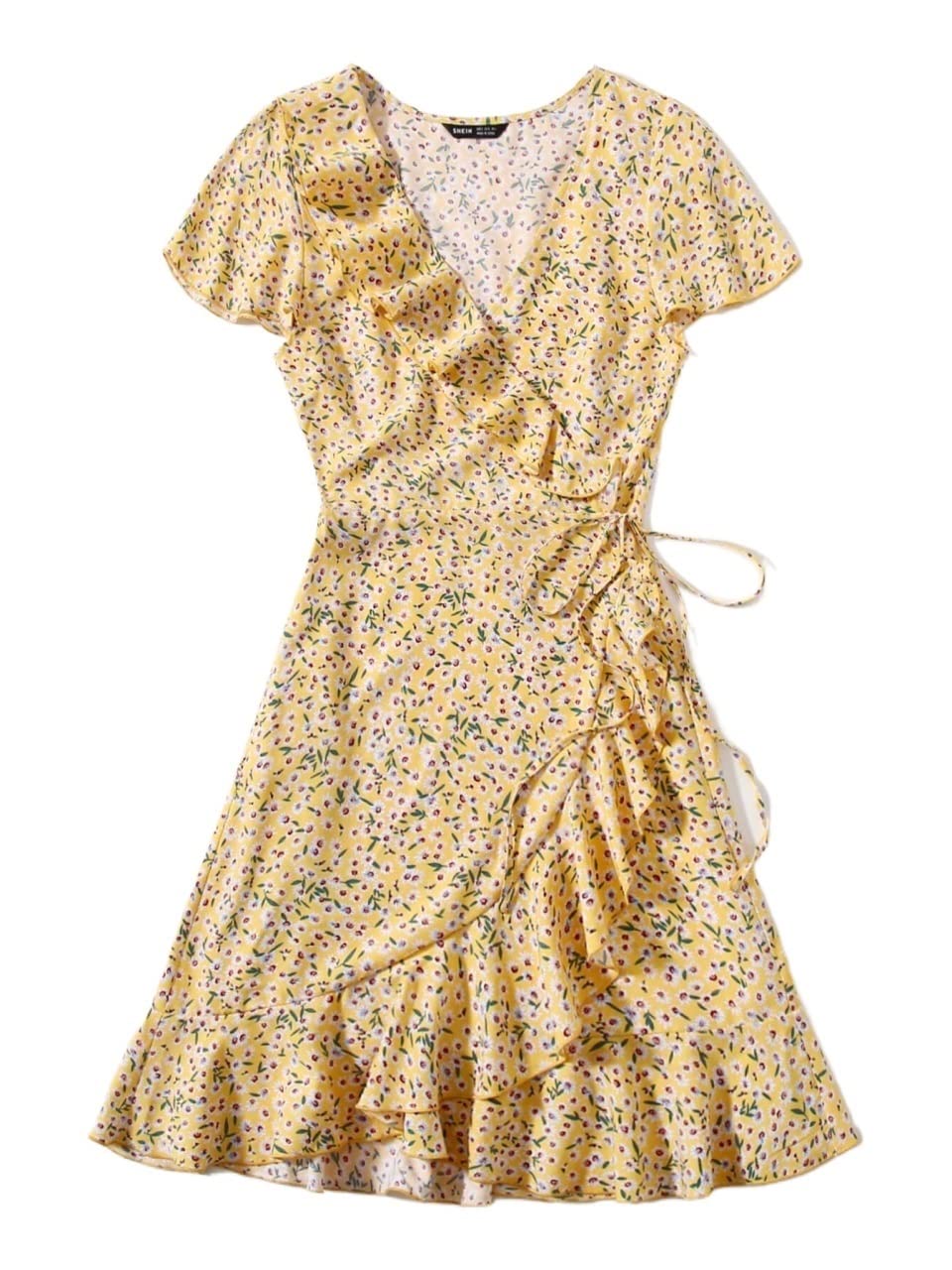 Ditsy Floral Wrap Dress with Belt - Perfect for Summer Outings