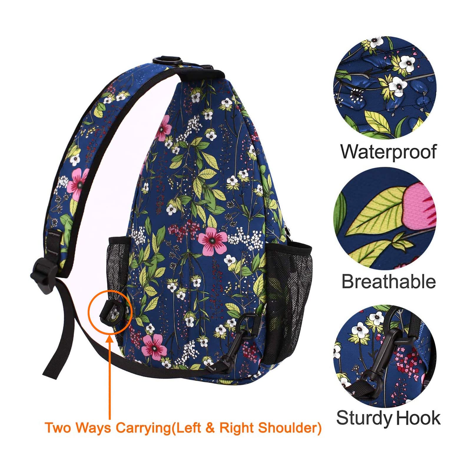 MOSISO Sling Backpack for Men & Women - Lightweight Travel Hiking Daypack, Water-Resistant Crossbody Shoulder Bag in Periwinkle Blue - Perfect for Outdoor Adventures, Commuting and Daily Use