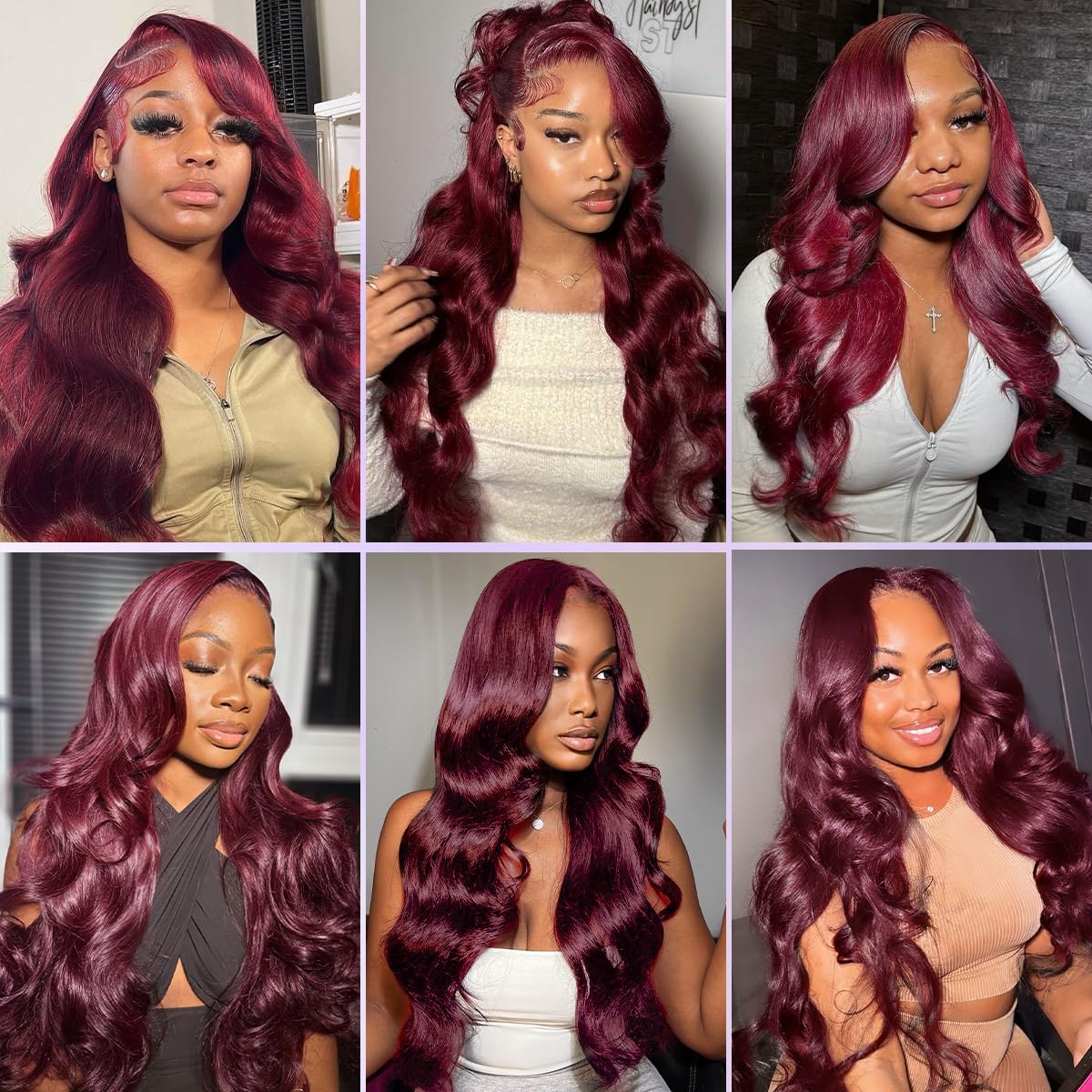 26 Inch Burgundy 13x4 Lace Front Wig Human Hair - 99J Body Wave Pre Plucked 180% Density HD Transparent Red Wig with Baby Hair for Women | Perfect for Daily Wear, Parties, Cosplay & Special Occasions
