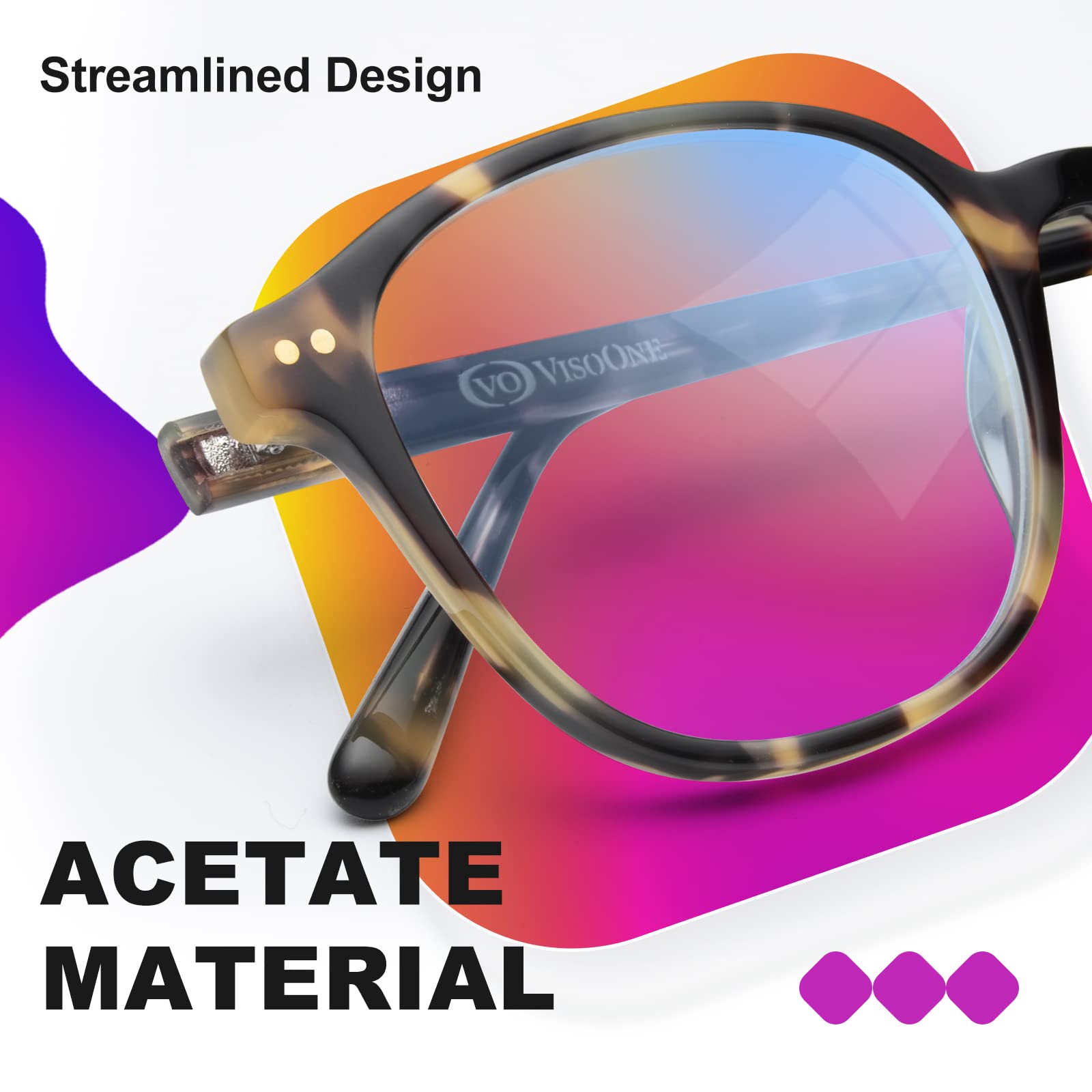 VISOONE Blue Light Blocking Glasses for Women & Men - Anti Glare Computer Gaming Glasses with Square Frame - Reduce Eye Strain for Work, Gaming & Screen Time