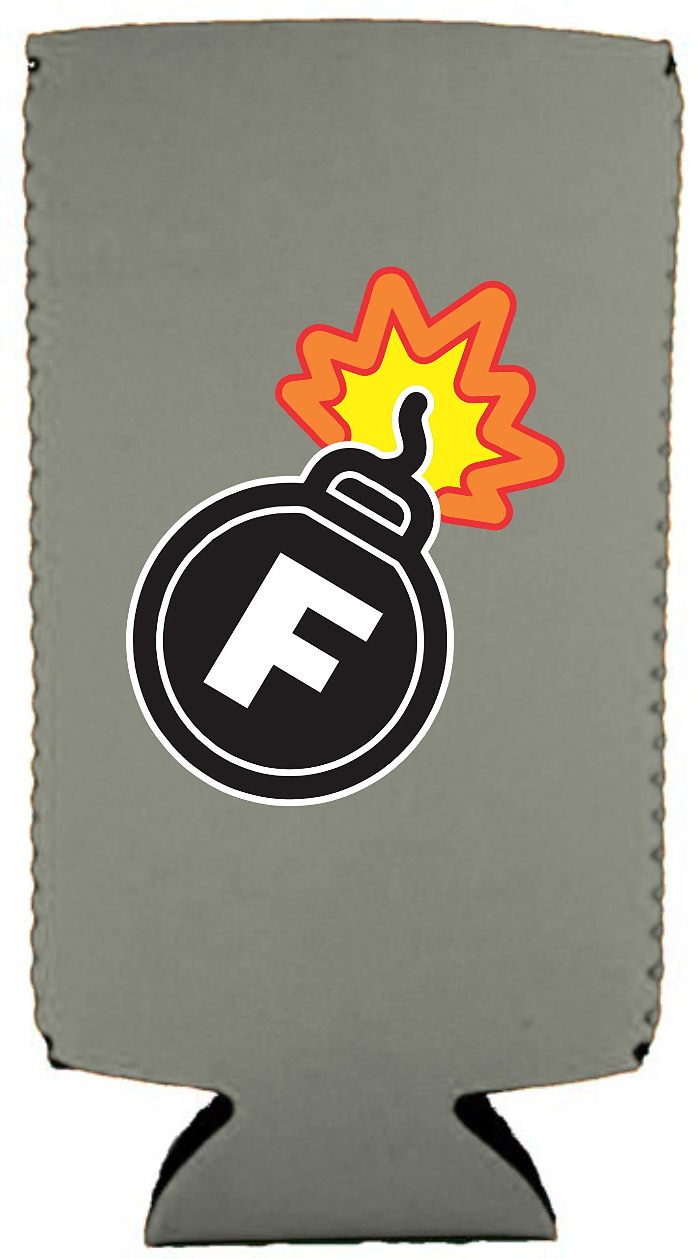 F Bomb Slim Can Cooler (Gray, 2 Pack) - Insulated Beer Can Holder for Camping, Tailgating & Outdoor Parties - Keeps Drinks Cold & Hands Dry
