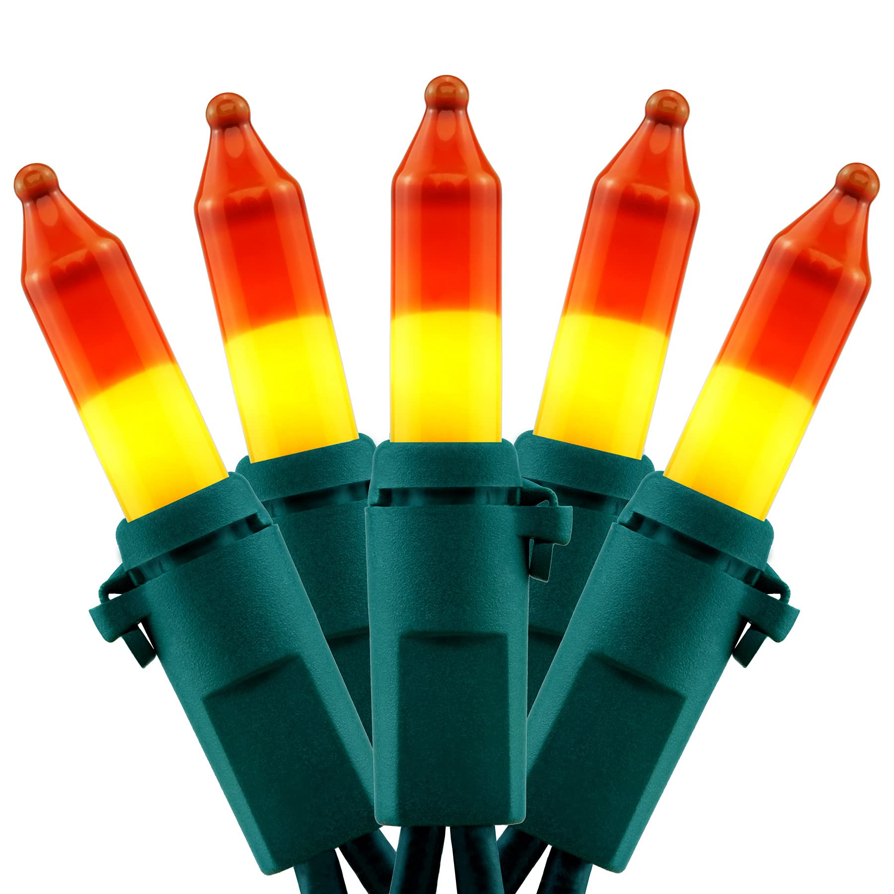 Yuetime 200 Orange Christmas Lights - 2 Pack, 33ft 100 Count UL Certified Mini String Lights (Orange - Green Wire) for Holiday Decor, Indoor & Outdoor Party, Tree, and Home Decoration