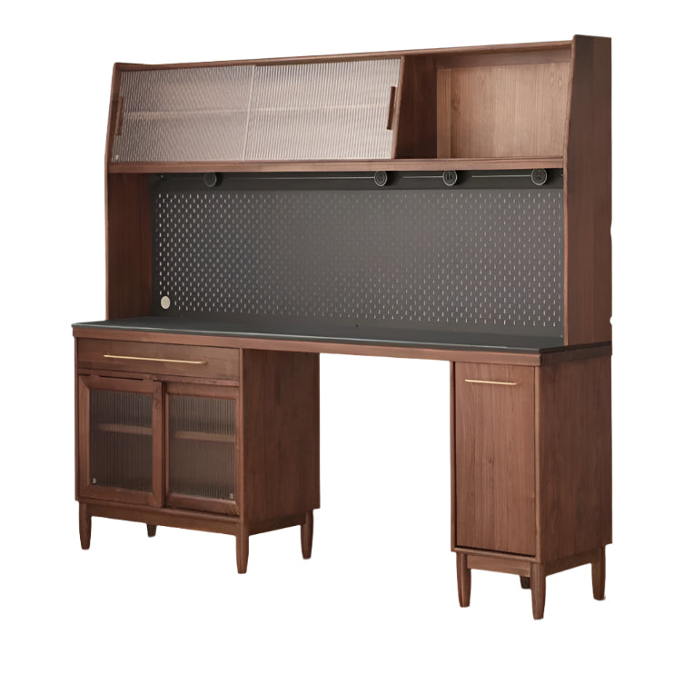 Premium Black Walnut Multi-Function Storage Sideboard - Modern Entryway Console Table with Drawers & Shelves - Perfect for Living Room, Dining Room, or Hallway Organization