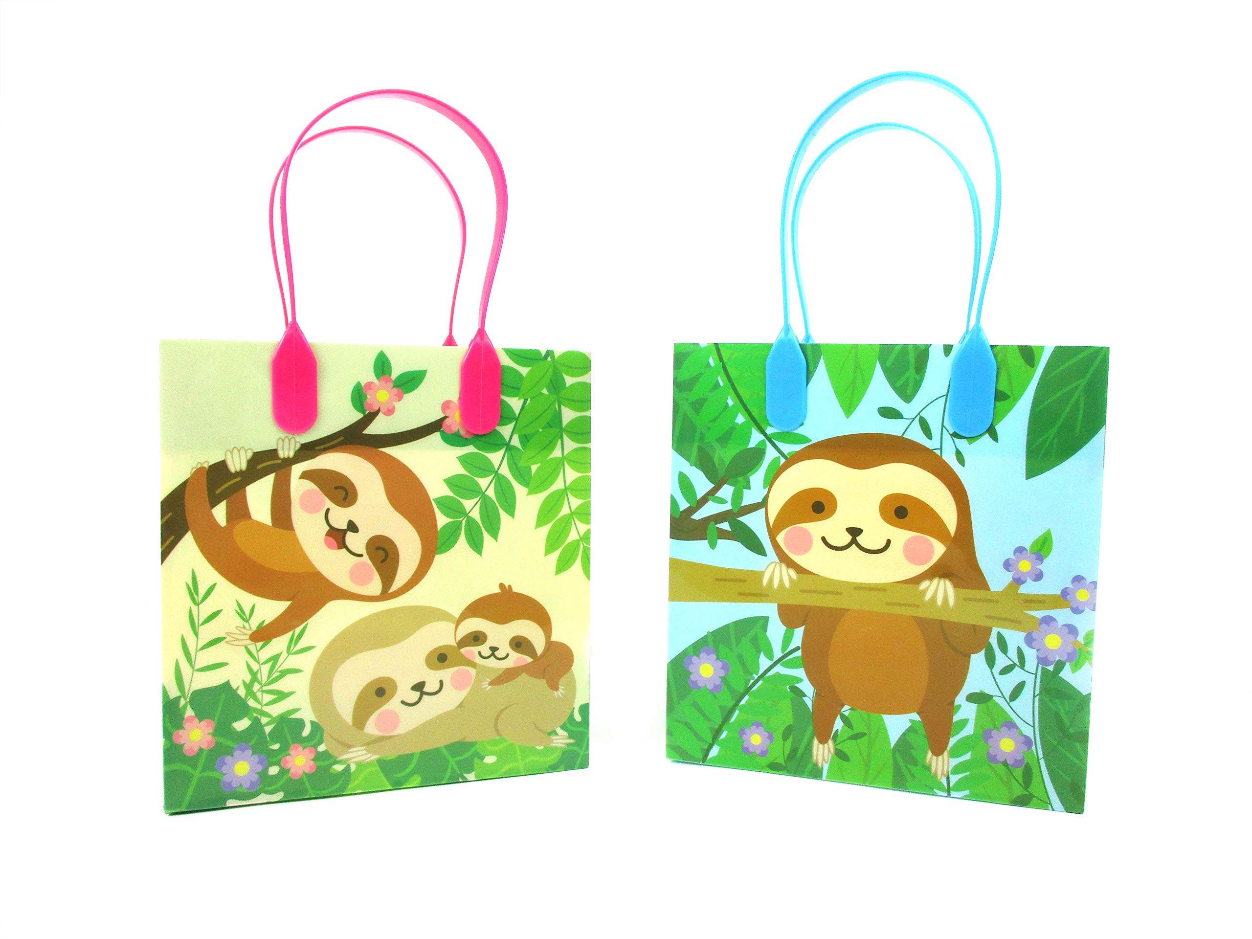 Sloth Themed Party Favor Bags with Handles - 12 Pack Cute Sloth Candy Bags for Birthday Parties, Baby Showers & School Events - Durable Treat Bags for Goodie Bags, Party Decorations & Gift Packaging