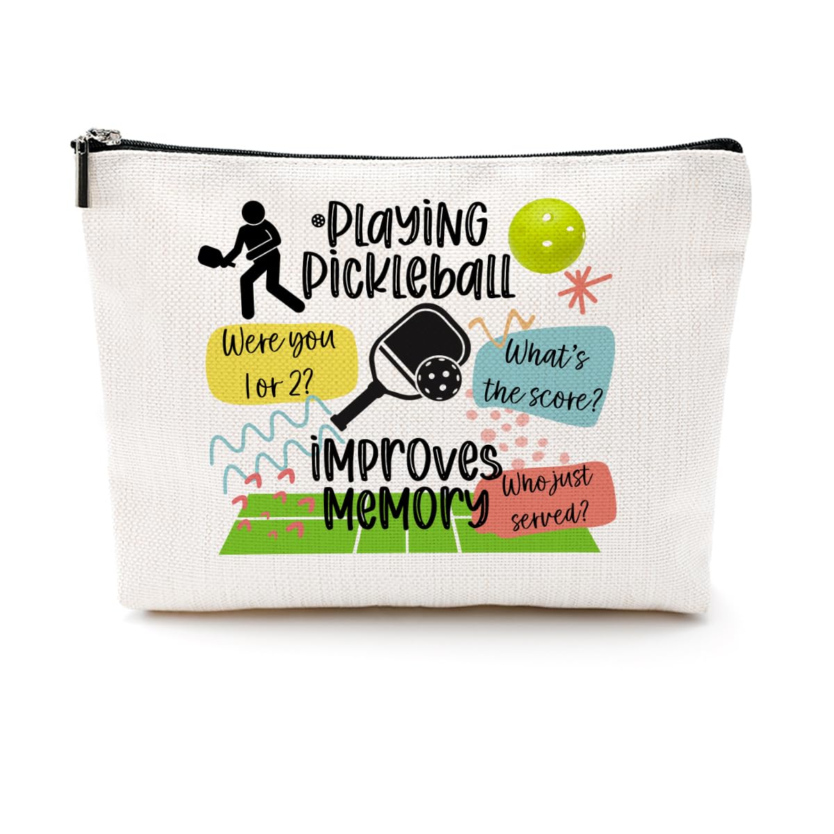 Funny Pickleball Gifts for Women - Makeup Bag & Cosmetic Zipper Pouch for Players, Coaches & Fans - Perfect Christmas & Birthday Present - Great for Court Accessories & Travel Toiletries Storage