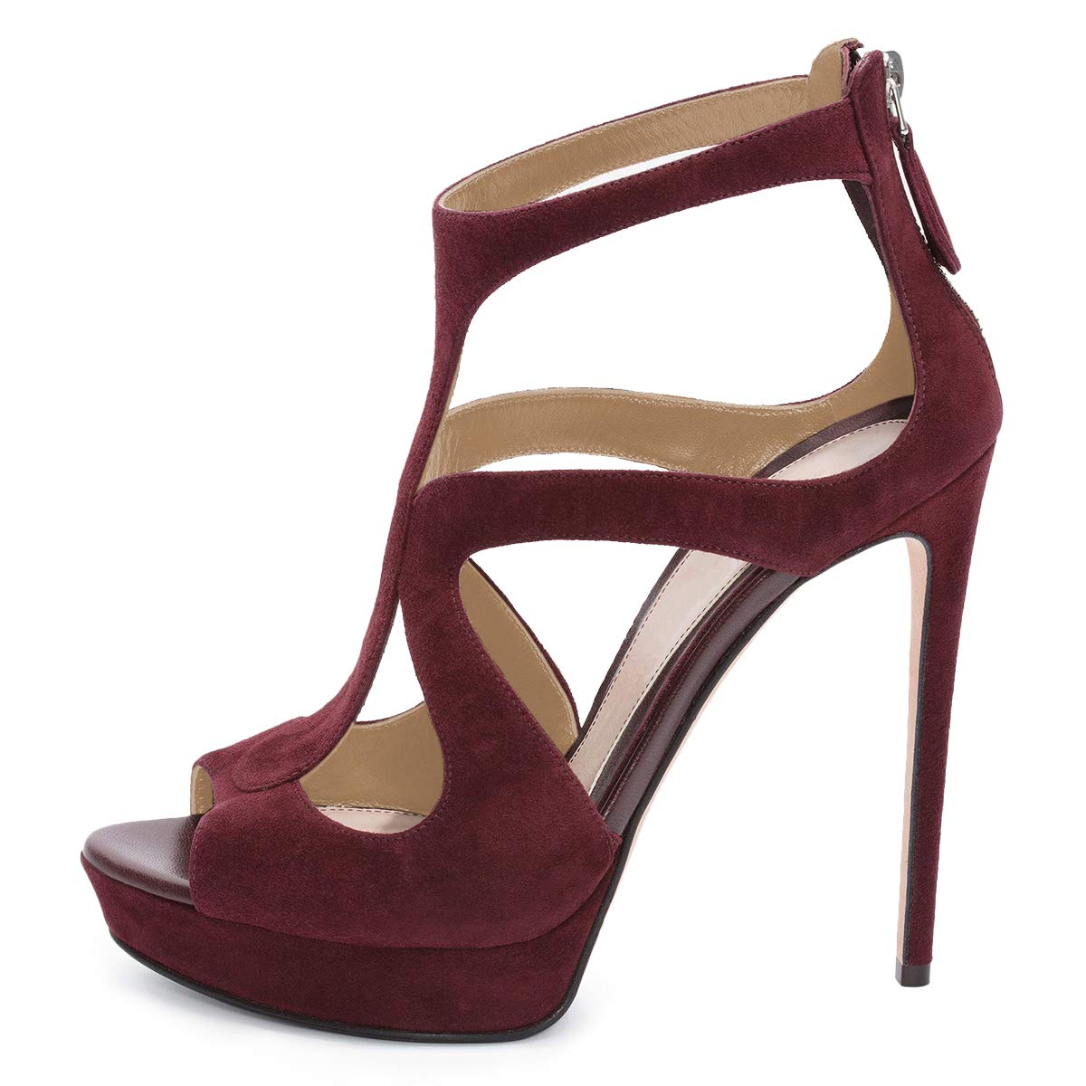 Sexy Stiletto High Heel Sandals for Women - Peep Toe Platform Pumps with Cutout Design & Back Zipper - Perfect for Party, Club, Evening Dress & Special Occasions