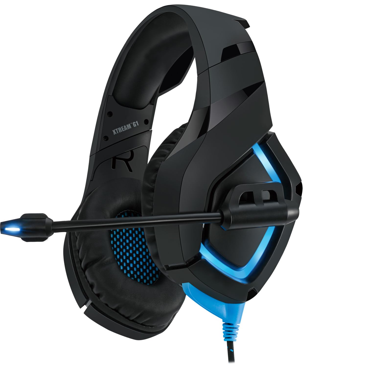 Adesso Xtream G1 Gaming Headset with Noise Cancelling Mic, LED Lights - Compatible with PC, PS4, Xbox, Nintendo Switch & Laptops (Black) - Perfect for Competitive Gaming, Streaming & Online Meetings