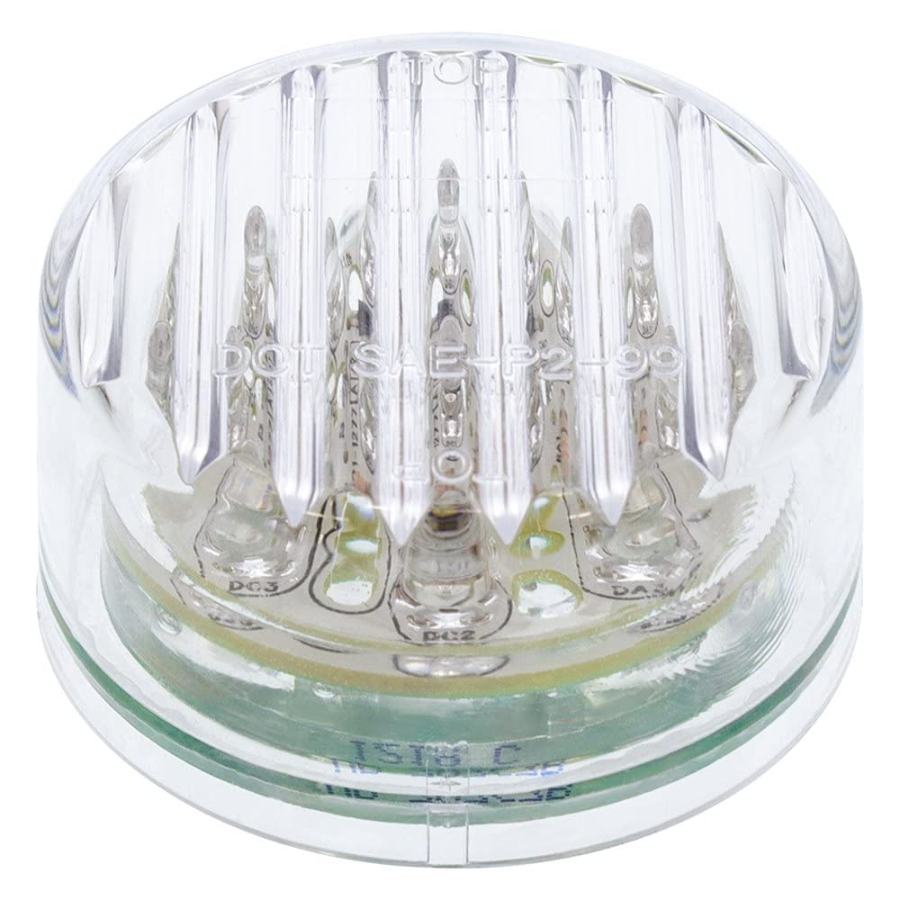 United Pacific 38362CB 2-Inch Round Amber LED Clearance/Marker Light with Clear Lens - 9 Bright LEDs for Trucks, Trailers & RVs - Durable Side Marker & Safety Light