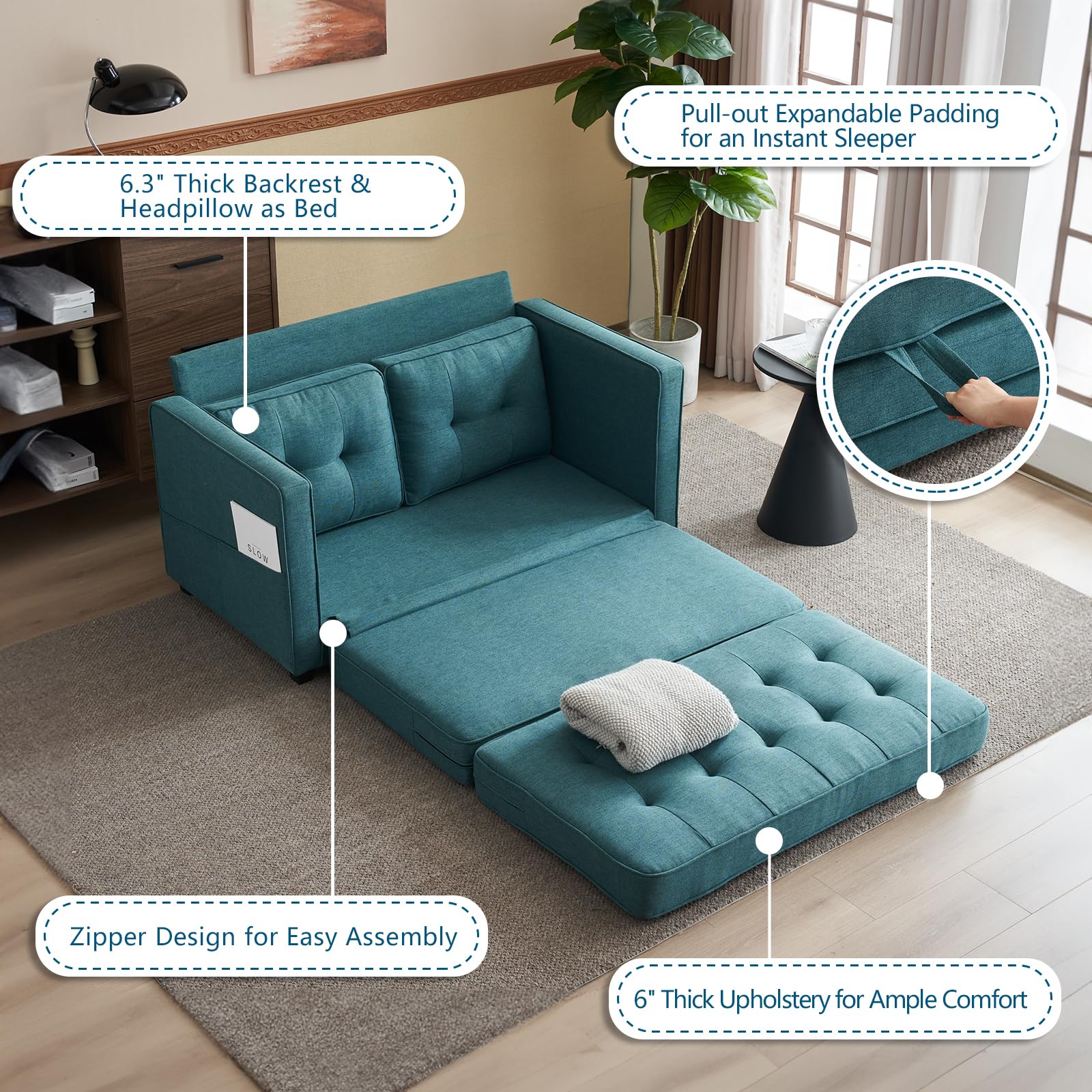 VINGLI Upgraded Convertible Sofa Bed - 53.5