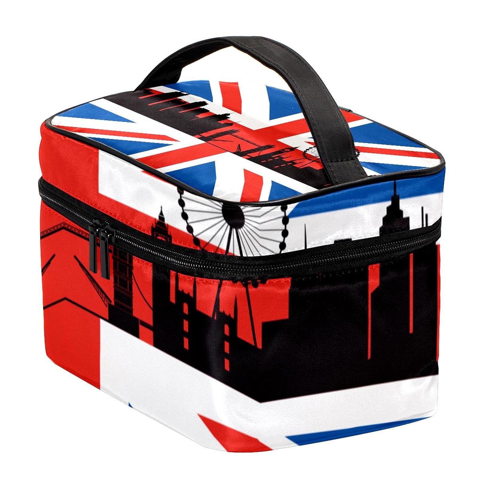 British Flag London Cityscape Travel Makeup Bag - Large Cosmetic Organizer with Zipper, Toiletry Pouch for Women & Girls - Perfect for Travel, Gym, and Daily Essentials Storage