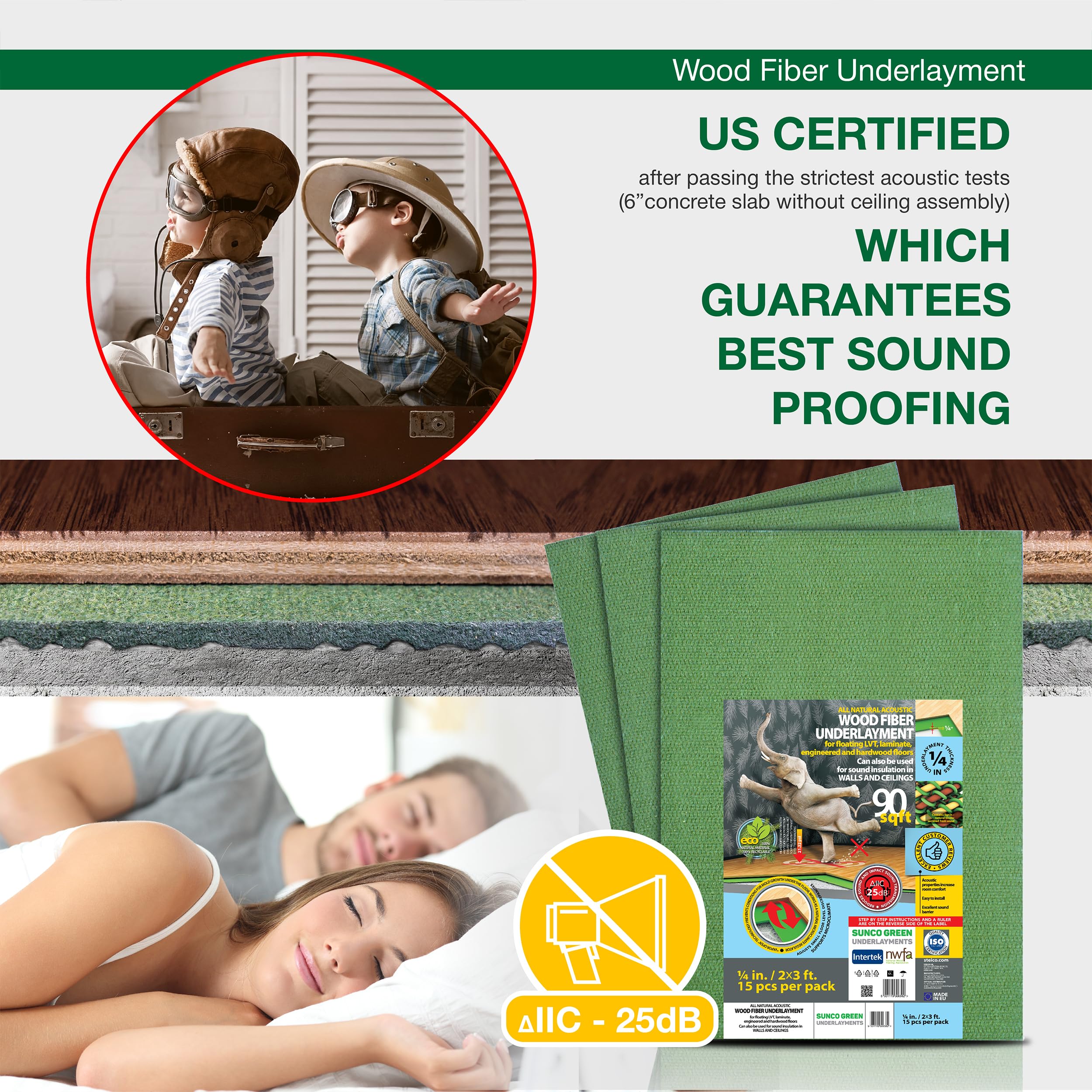 Premium 6mm (1/4 Inch) Wood Fiber Flooring Underlayment - 180 Sq Ft Roll | Natural Soundproofing & Insulation for Laminate, Vinyl, LVT, LVP, Hardwood Floors | Ideal for Home, Office & Commercial Flooring Installation