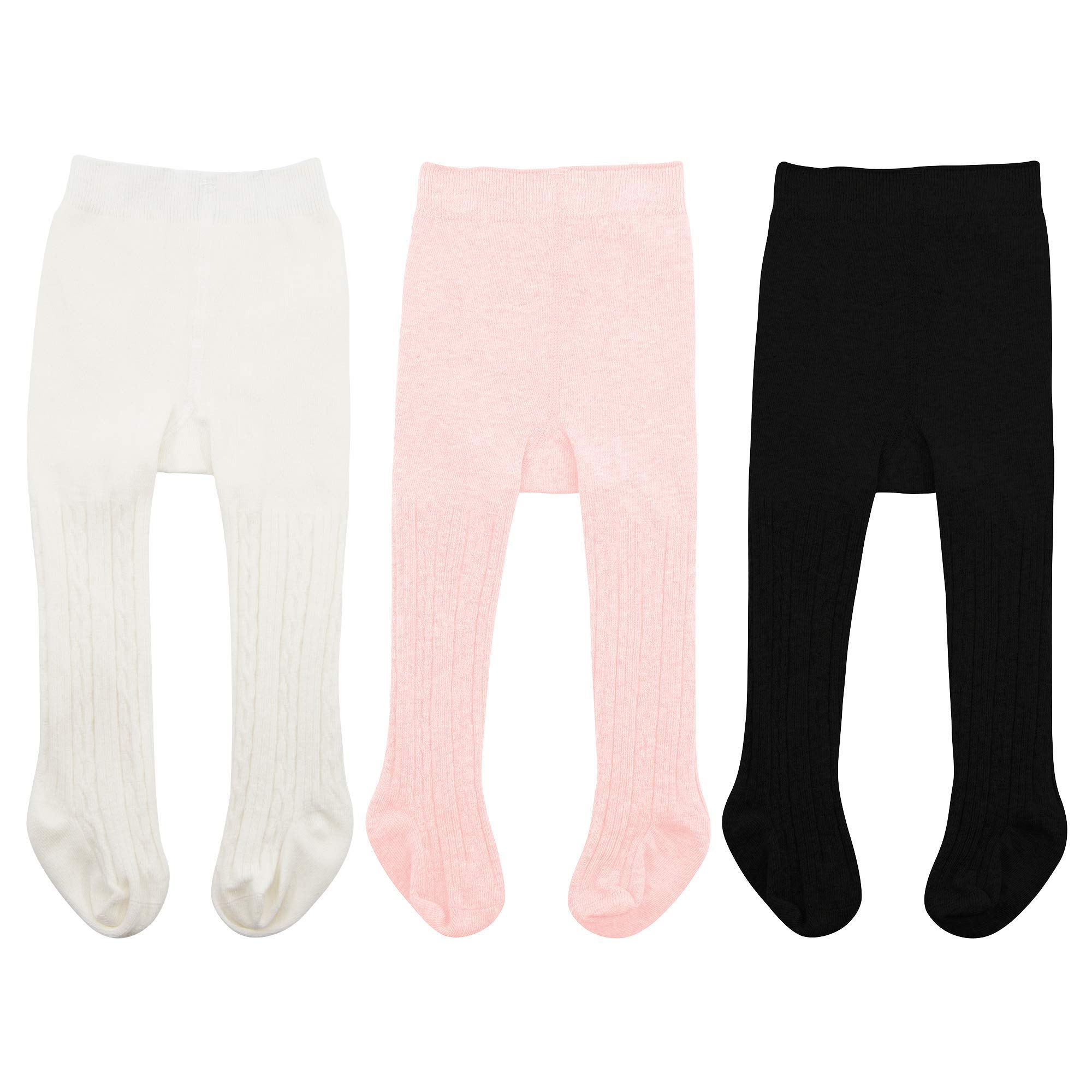 Zando Baby Girls Tights - Soft Cotton Infant Seamless Leggings for Toddlers (0-24 Months) | Warm & Comfortable Solid Knit Socks & Stockings | Perfect for Playtime, Daycare & Winter Outfits