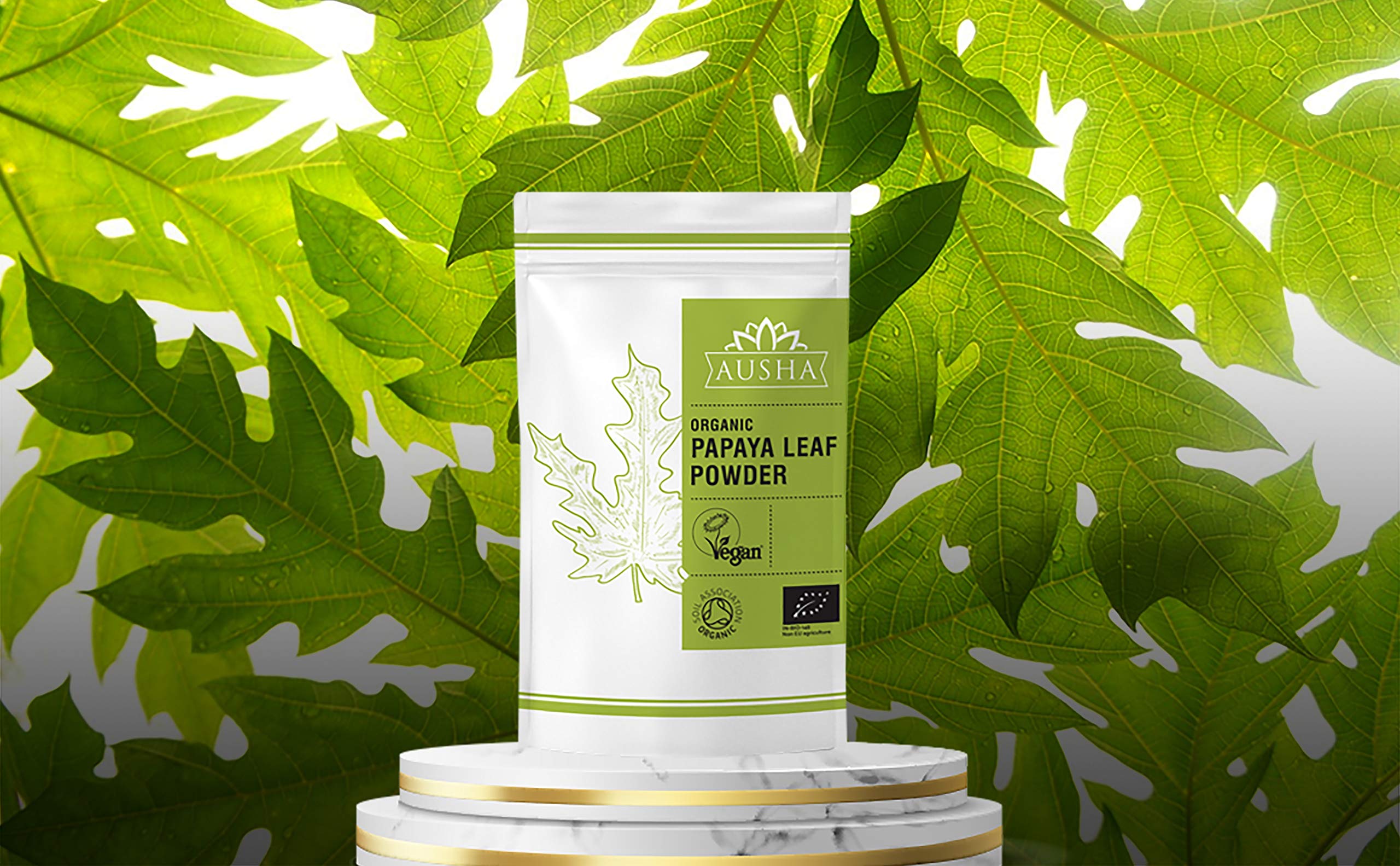 Organic Papaya Leaf Powder 100g - USDA & Soil Association Certified | Natural Digestive Support & Skin Care Supplement for Smoothies & Herbal Teas