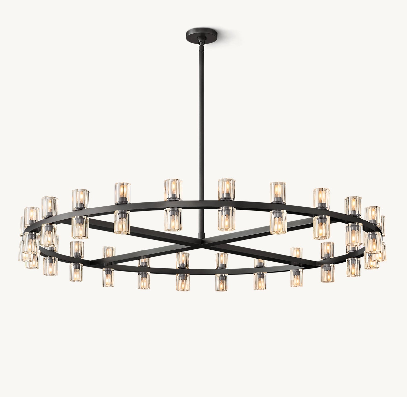Arcachon 48-Inch Modern LED Round Chandelier - Dimmable Crystal Ceiling Light Fixture for Dining Room, Bedroom, or Living Room Decor