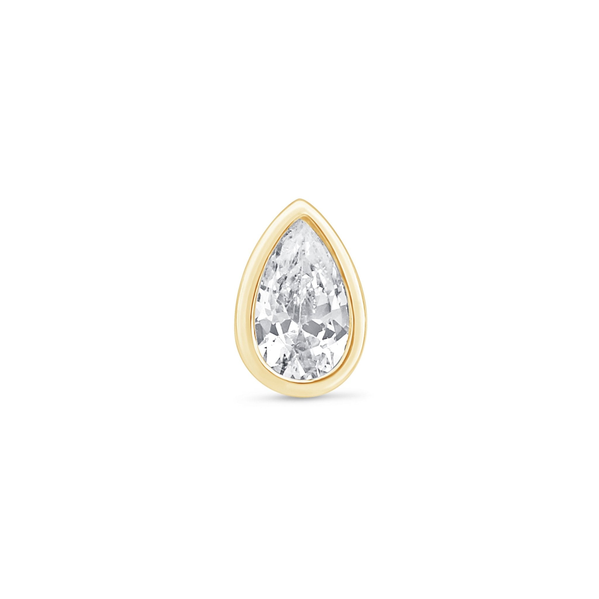 14k Yellow Gold Pear Gemstone Stud Earrings - Dainty Bezel Set Flat Back Earrings for Women, Perfect for Everyday Wear & Special Occasions