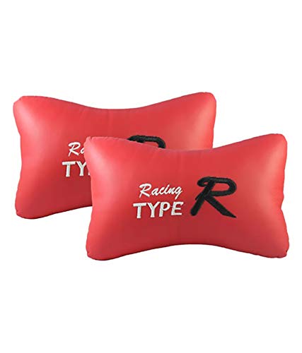 Premium PU Leather Car Headrest Neck Pillow with Adjustable Straps - Comfort Support for SUV & Travel (Red, 2 Pack) - Perfect for Mahindra Thar 2020 & Long Road Trips, Office Commutes, and Relaxing Car Naps