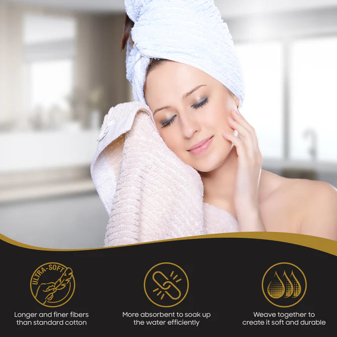 Premium Basketweave Egyptian Cotton 3-Piece Towel Set - Ultra Soft & Absorbent Bath, Beach & Spa Towels for Luxury Home & Hotel Use