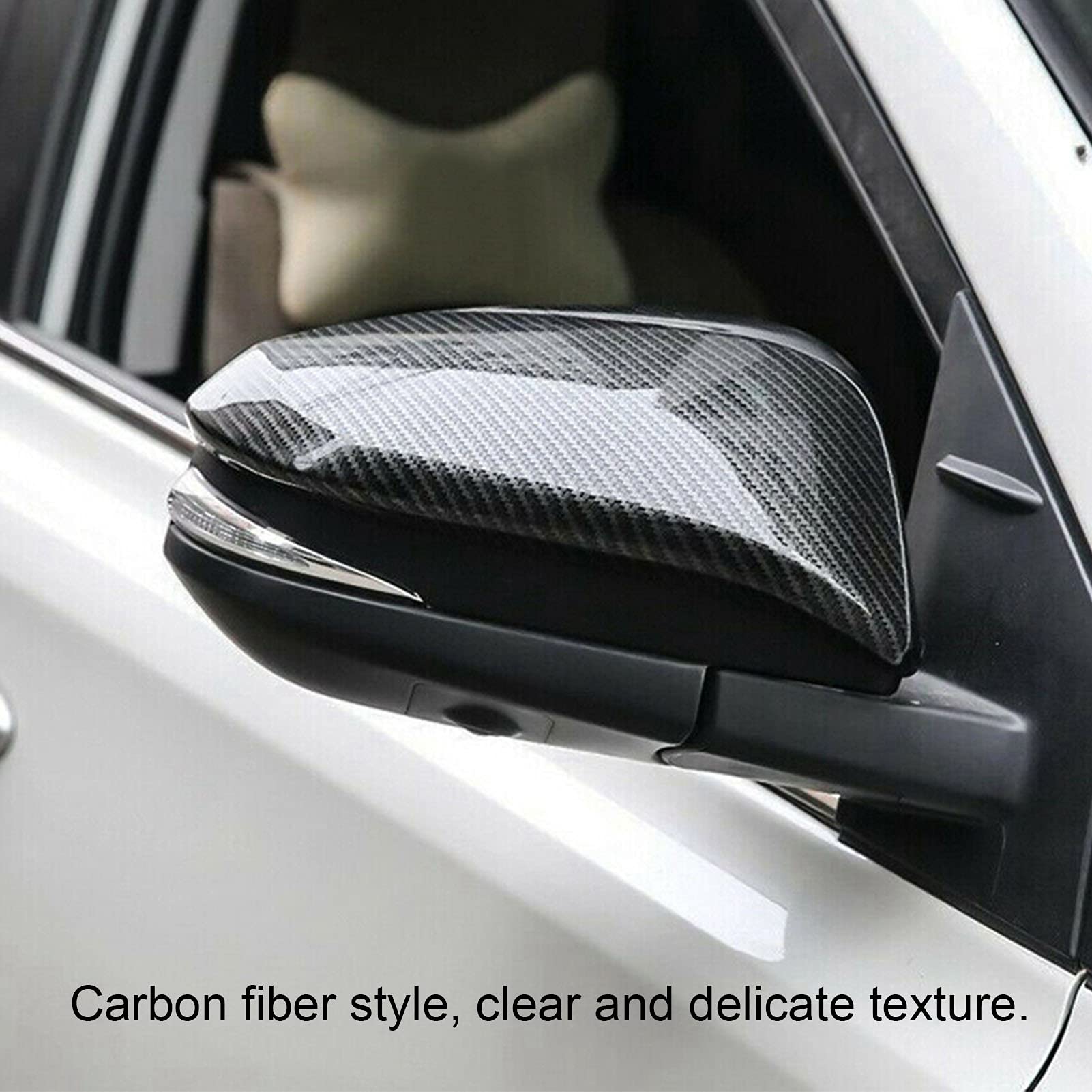 Carbon Fiber Side Mirror Covers (2pcs) - Compatible with Toyota Hilux Revo Vigo, Fortuner, Highlander, RAV4, Innova - Durable Exterior Accessories for Enhanced Style & Protection - Perfect for Off-Roading & Daily Commuting