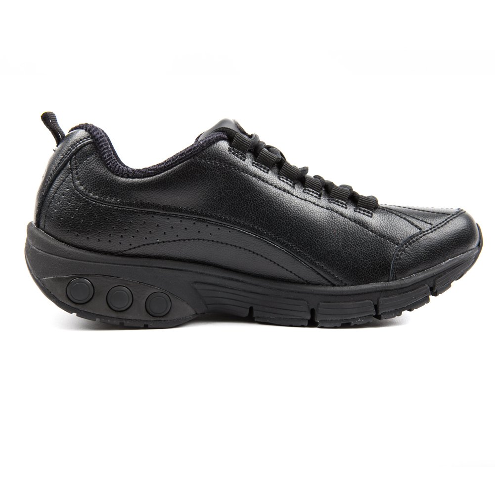 Therafit Women's Kathy Slip-Resistant Leather Athletic Shoes - Comfortable Walking Shoes for Nurses, Waitresses & Healthcare Workers