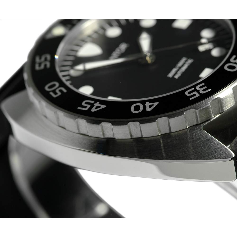 200m Waterproof Automatic Dive Watch for Men - Stainless Steel Case & Rubber Strap - Nautilus Diver Watch for Scuba Diving, Swimming & Outdoor Adventures