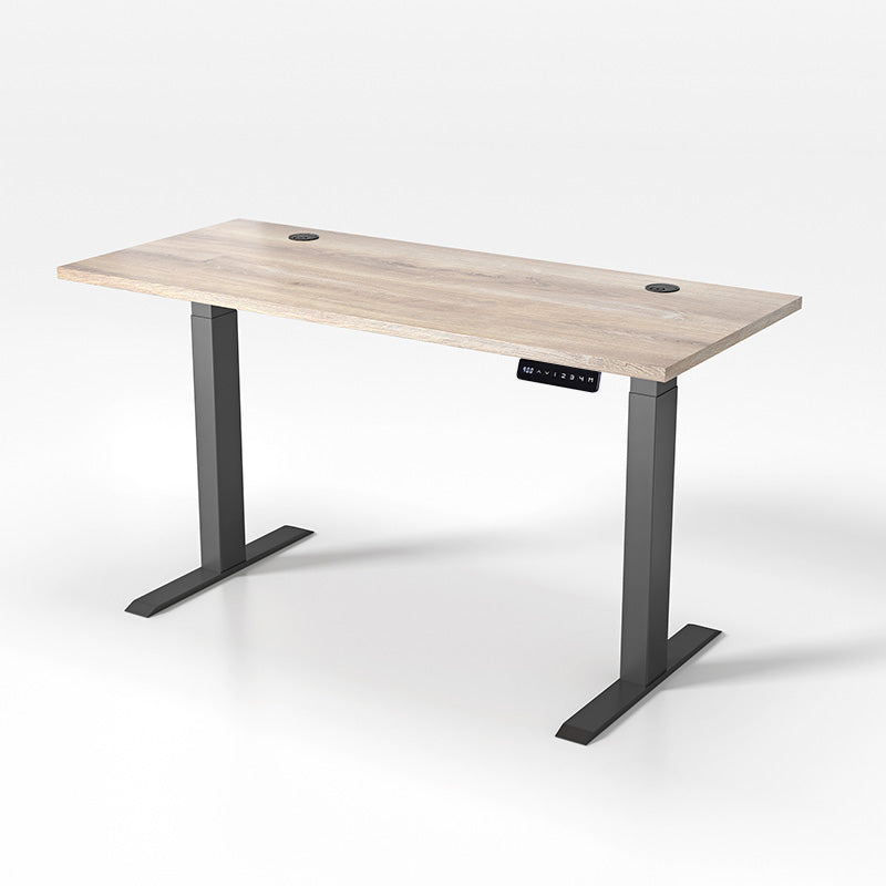 Adjustable Height Standing Desk 1.5M - Warm Oak & Black Frame - Electric Lift Desk for Home & Office - Ergonomic Workstation for Computer, Gaming & Study