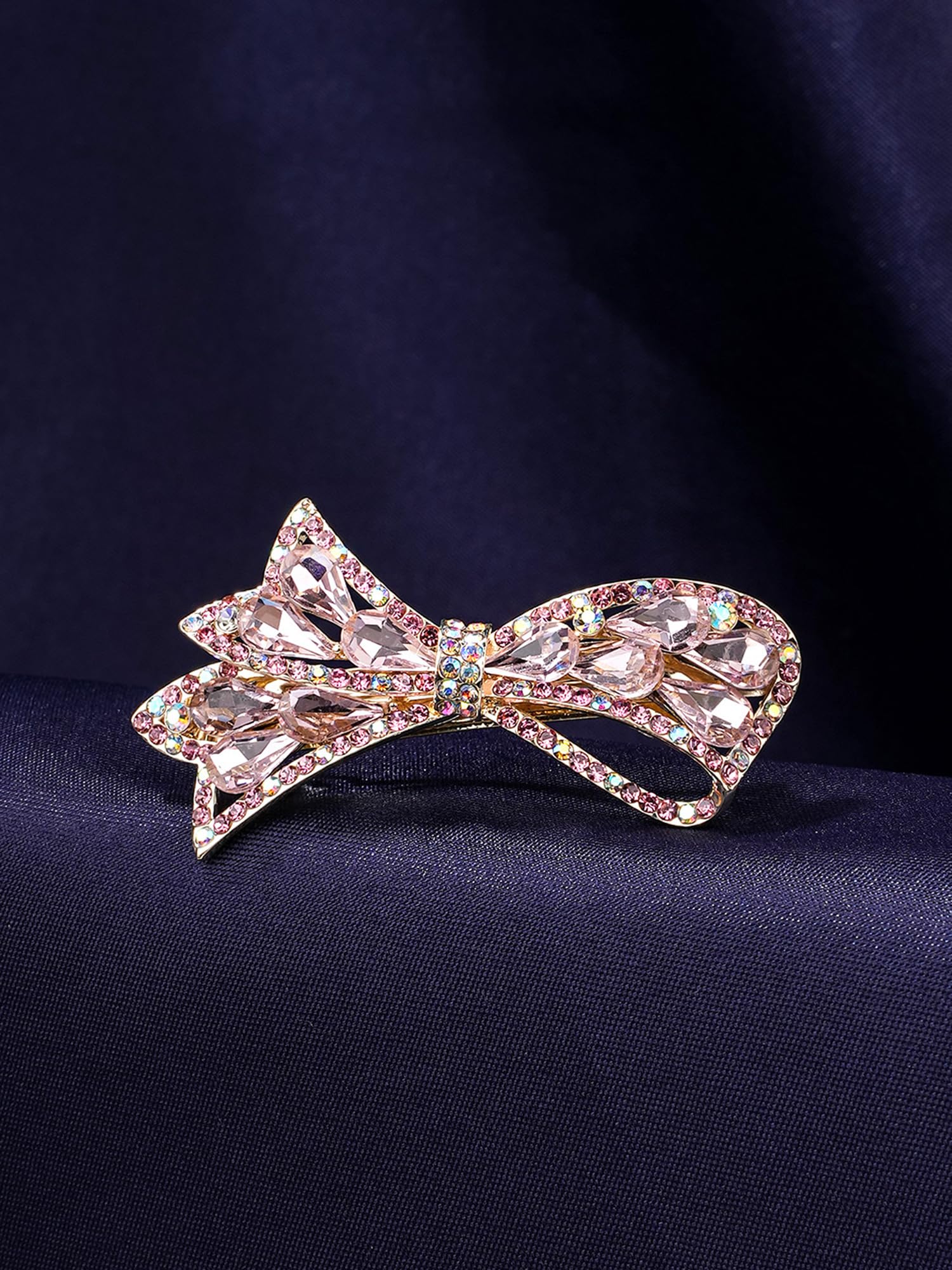 Elegant Yellow Crystal French Barrette Hair Clips for Women & Girls - Fashion Hair Accessories for Parties, Weddings & Daily Styling - Perfect Gift Idea