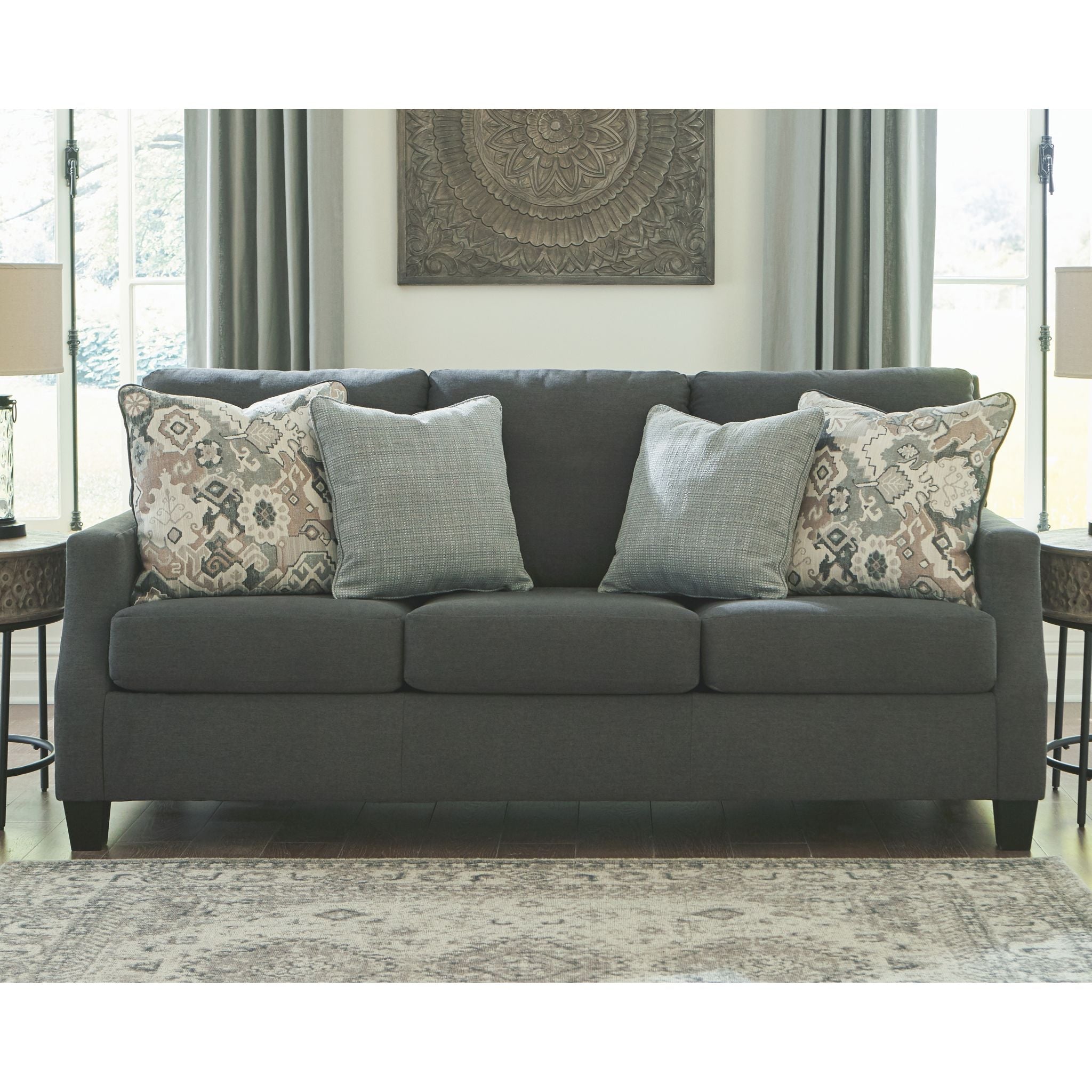 Bayonne Sofa - Modern Charcoal Gray Fabric Sectional Couch for Living Room, Lounge & Family Room Comfortable Seating