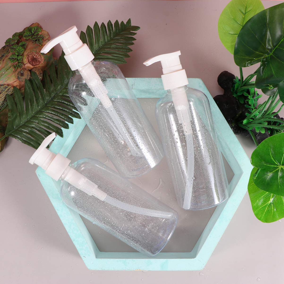 TOPBATHY 4-Pack Clear Empty Pump Bottles for Hand Soap, Lotion & Liquid Dispenser - Travel-Friendly Refillable Containers for Bathroom, Kitchen & Toiletries (White) | Perfect for Handwashing, Skincare & Travel Essentials