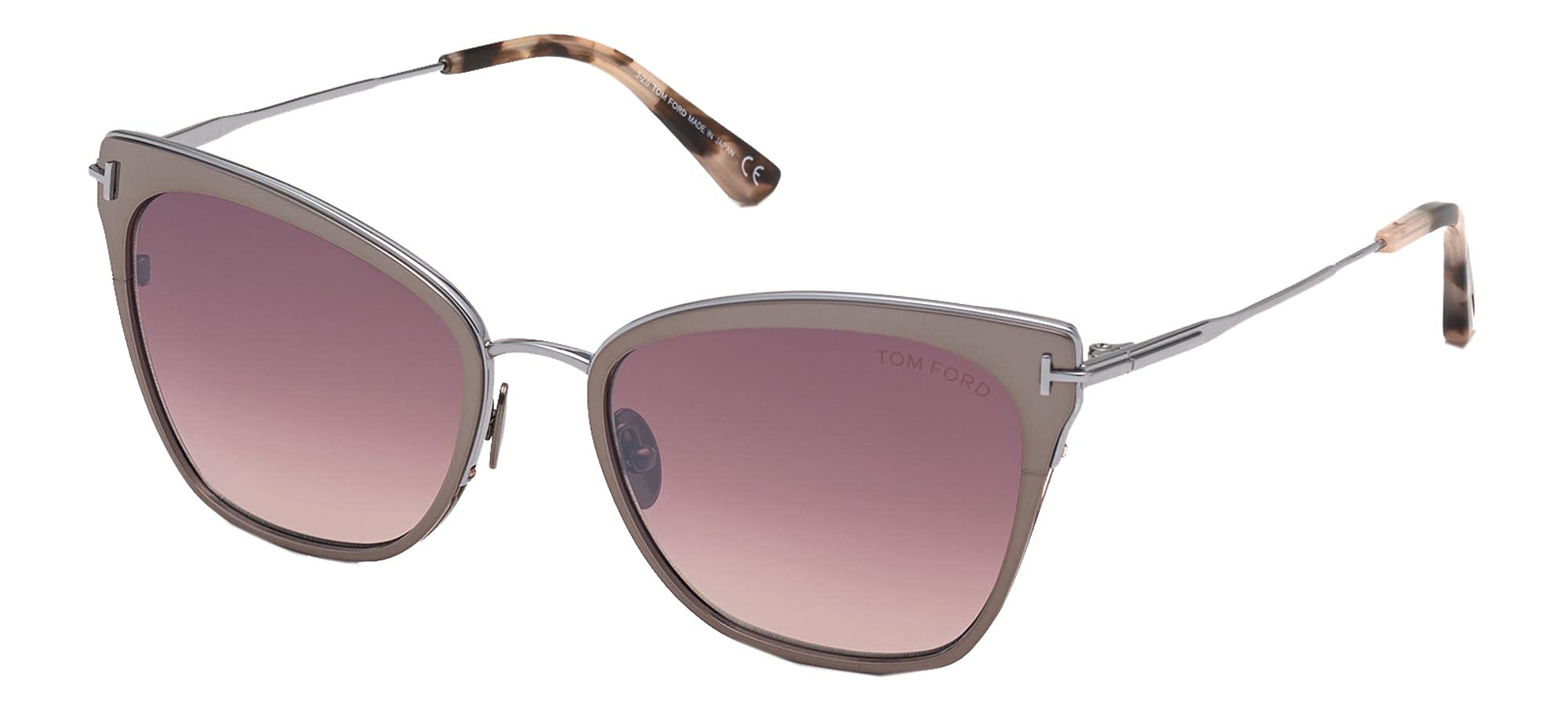 Tom Ford FARYN FT 0843 Women's Sunglasses - Shiny Dark Ruthenium/Burgundy Frame, 56/19/140mm - UV Protection for Fashion & Outdoor Activities