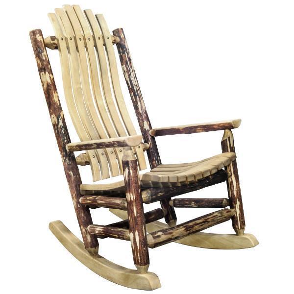 Premium Glacier Country Adult Log Rocker Chair - Heavy Duty Outdoor Patio Furniture - Weather-Resistant Stain Finish - Perfect for Porch, Garden & Camping Relaxation