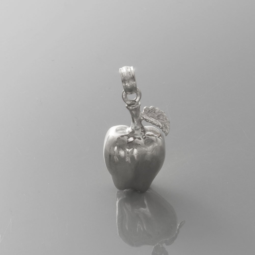 925 Sterling Silver Apple Pendant Necklace with Chain - 3D Fruit Charm with Stem & Leaf - Perfect for Gifts, Birthdays, and Everyday Jewelry