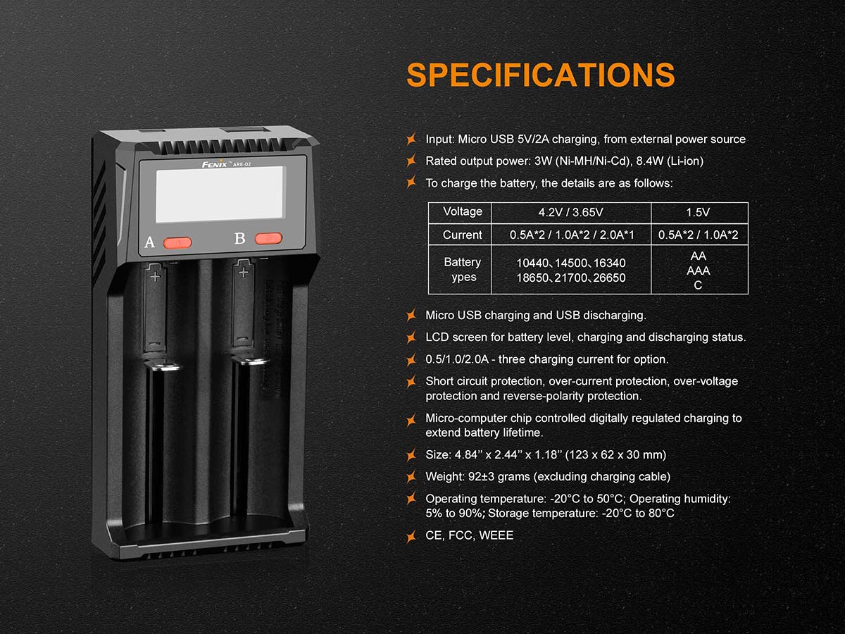 ARE D2 Charger with 2600mAh Rechargeable Battery Bundle - Fast Charging for Cameras, Flashlights & Electronics - Perfect for Travel, Emergency Kits & Outdoor Adventures