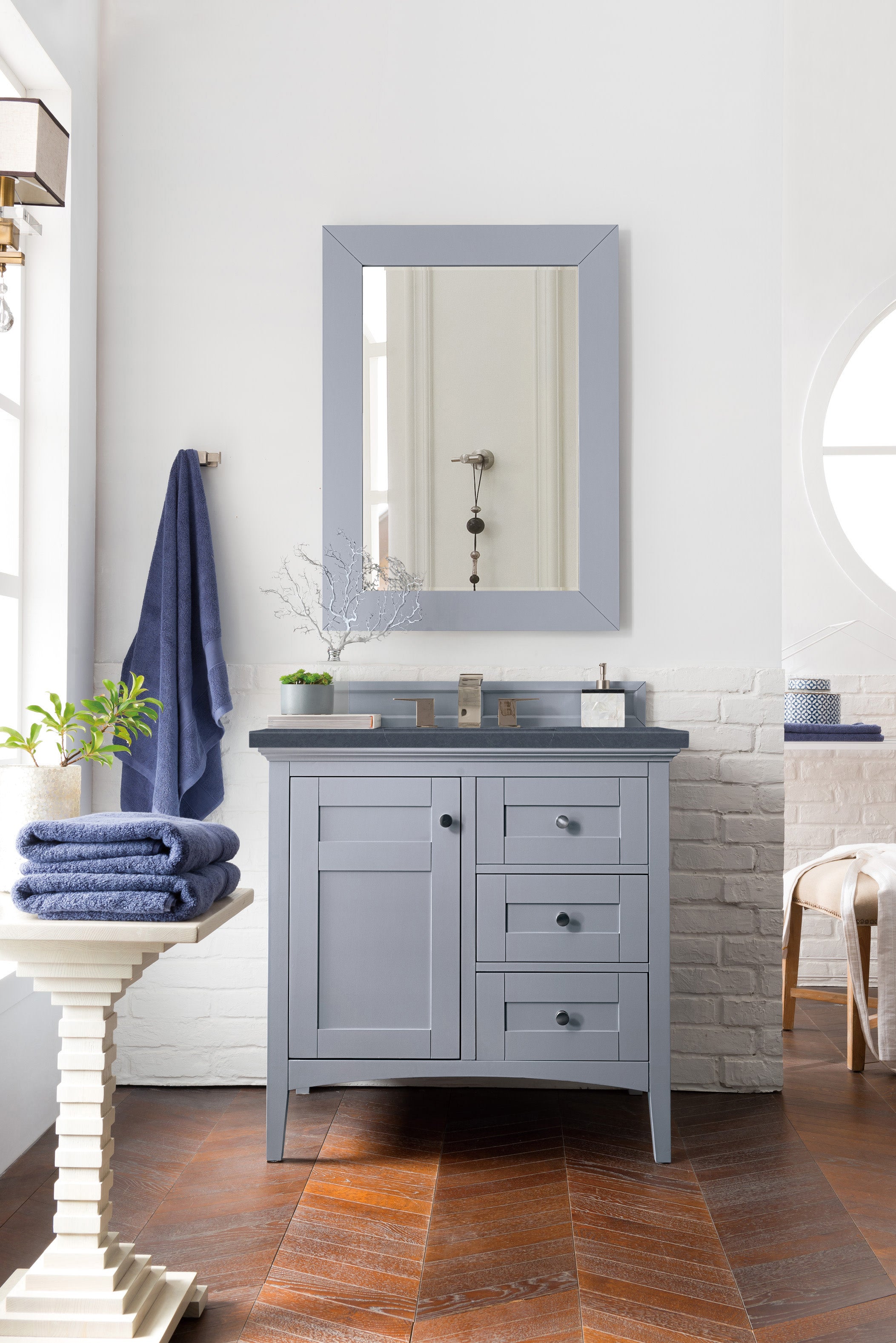 Palisades 36 Inch Single Bathroom Vanity with 3CM Charcoal Soapstone Quartz Countertop in Silver Gray - Perfect for Modern Master Bathrooms and Powder Rooms