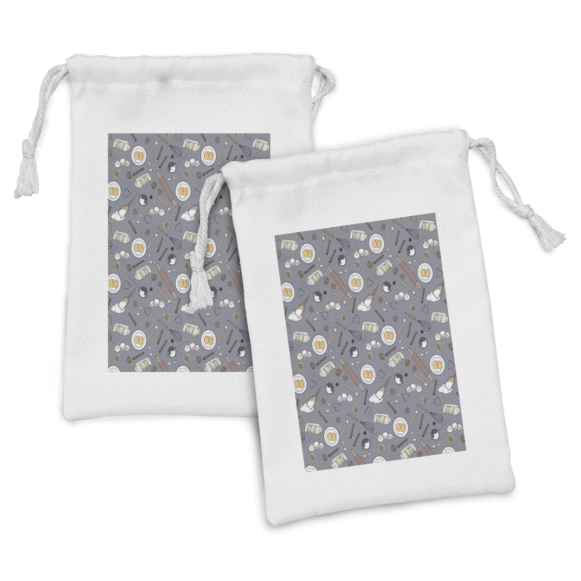 Ambesonne 2-Pack Bakery Fabric Drawstring Pouches - 9