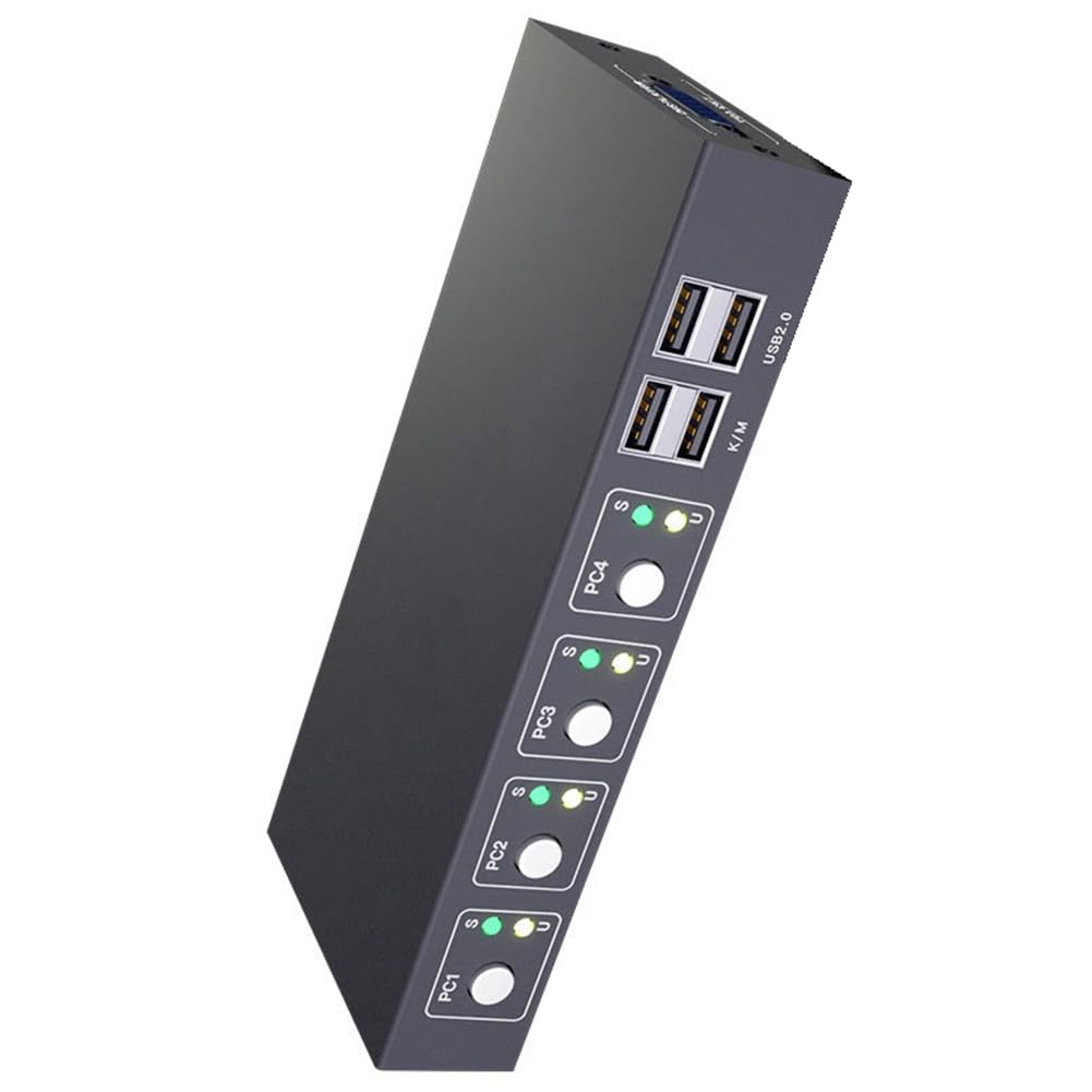 Rheross VGA KVM Switch 2-Port with HD Display - Split Screen for Dual PC Monitor & Projector | Ideal for Office, Gaming & Home Theater Setups