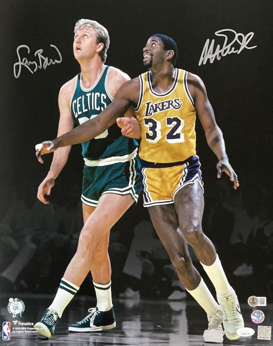 Larry Bird & Magic Johnson Autographed 16x20 Photo - Boston Celtics vs Lakers - JSA & BAS Certified - Perfect for Sports Memorabilia Collectors & NBA Fans