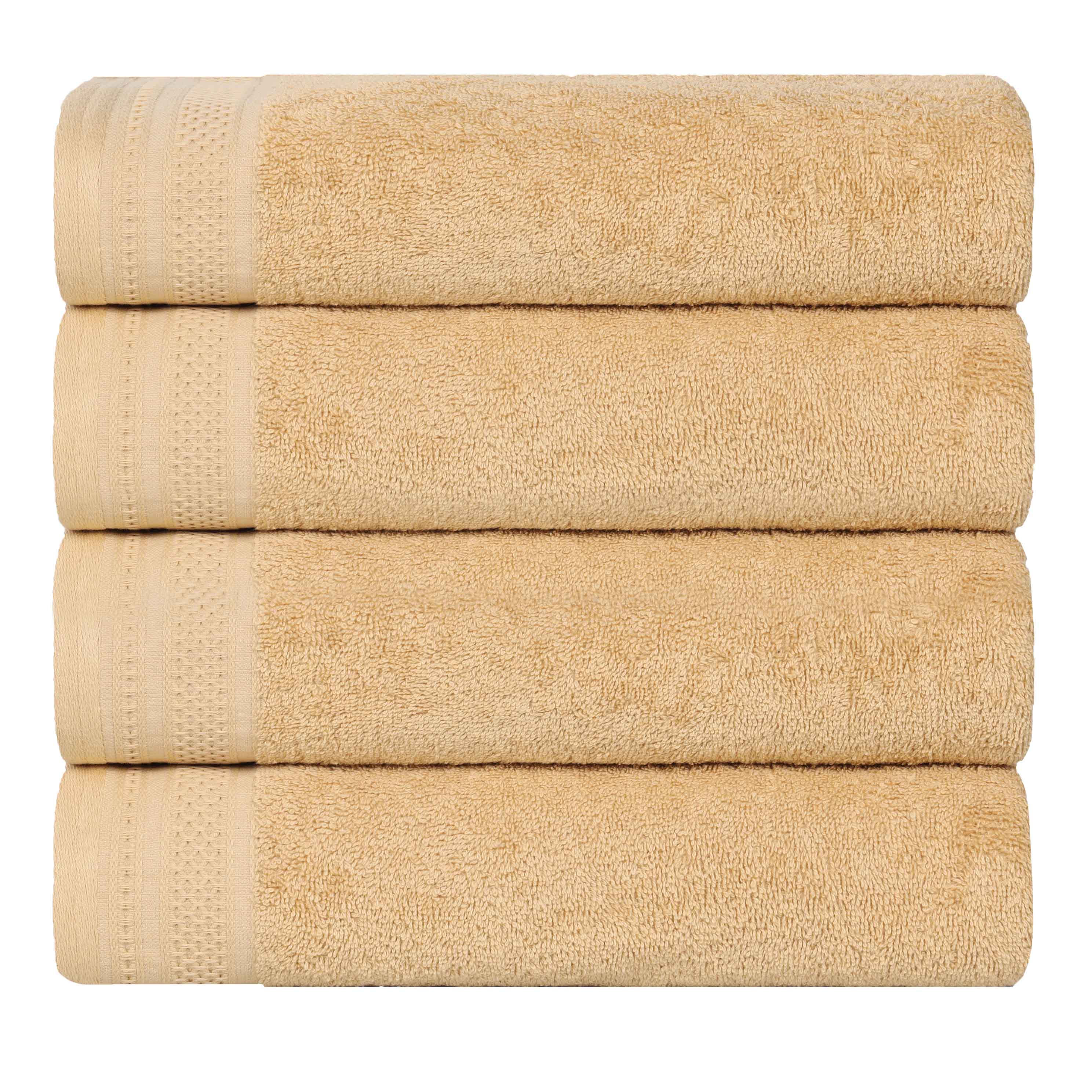 Premium Honeycomb Waffle Weave Cotton Bath Towels Set of 4 - Ultra Soft & Absorbent Luxury Bathroom Towels for Spa, Hotel, and Home Use