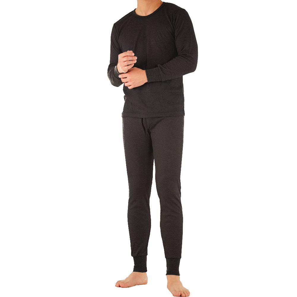 SLM ThermaTek Men's 100% Cotton Thermal Underwear Set - Warm Waffle Knit Long Johns for Winter, Cold Weather & Outdoor Activities - Perfect for Skiing, Hiking & Camping