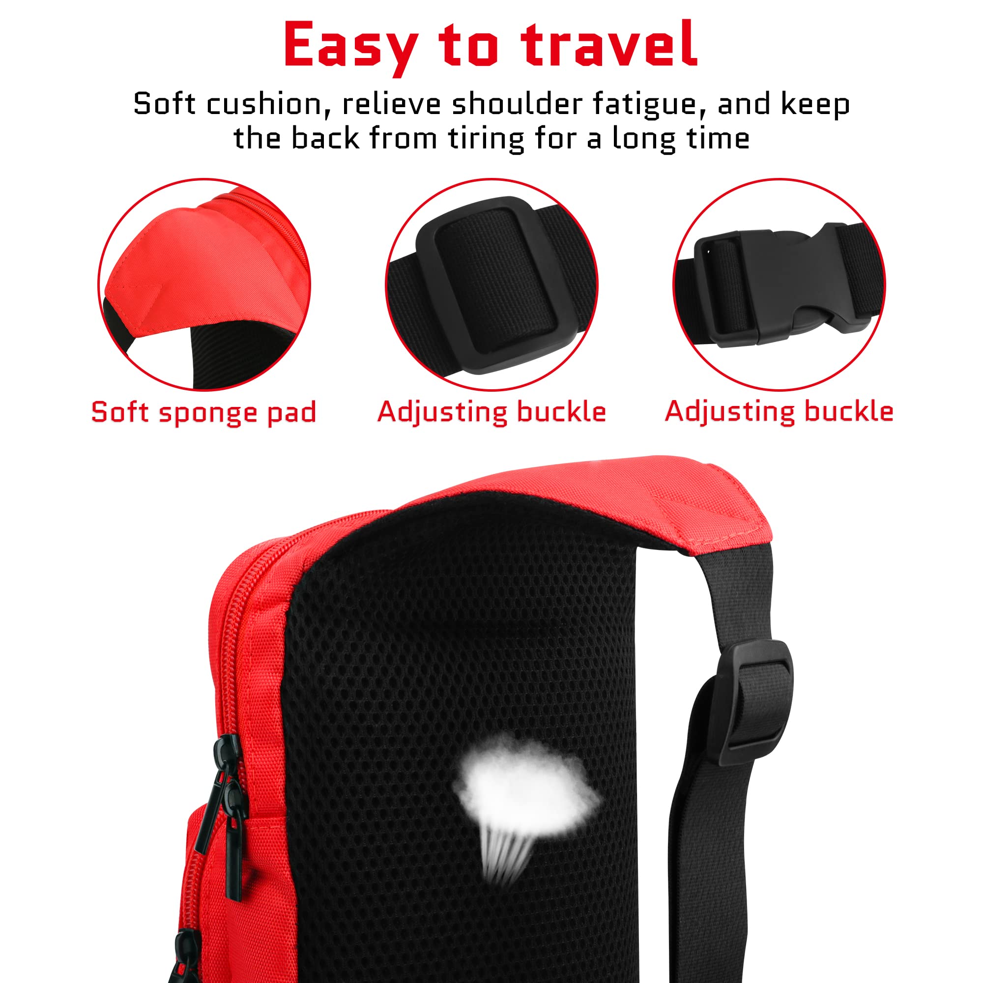 Super Mario Switch Travel Bag - Red & Blue Crossbody Backpack with Game Case for Nintendo Switch/OLED/Lite | Portable Gaming Accessories for Travel & Commute