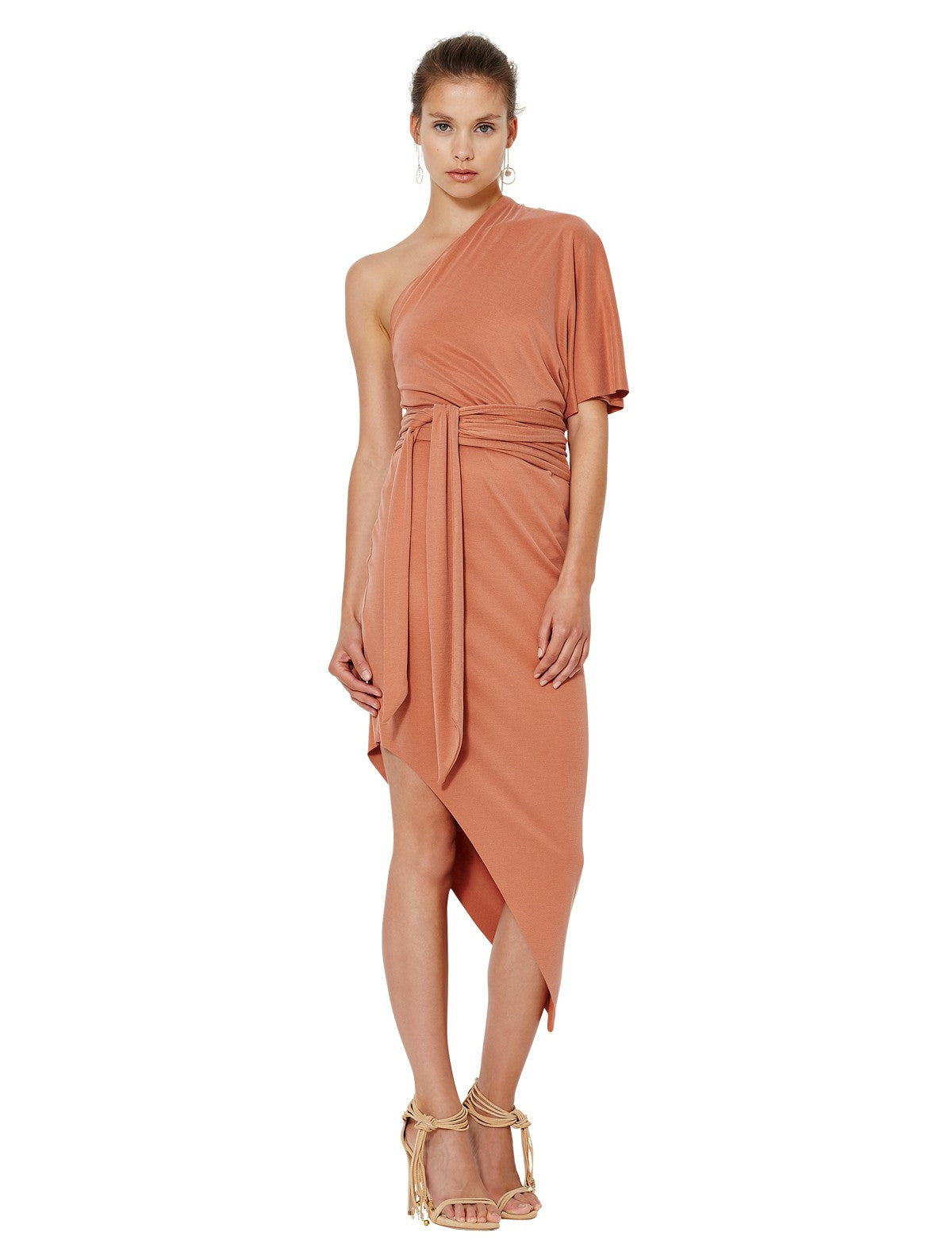 Delphine Asymmetrical Dress in Terracotta - Elegant Women's Fashion for Parties, Weddings & Special Occasions