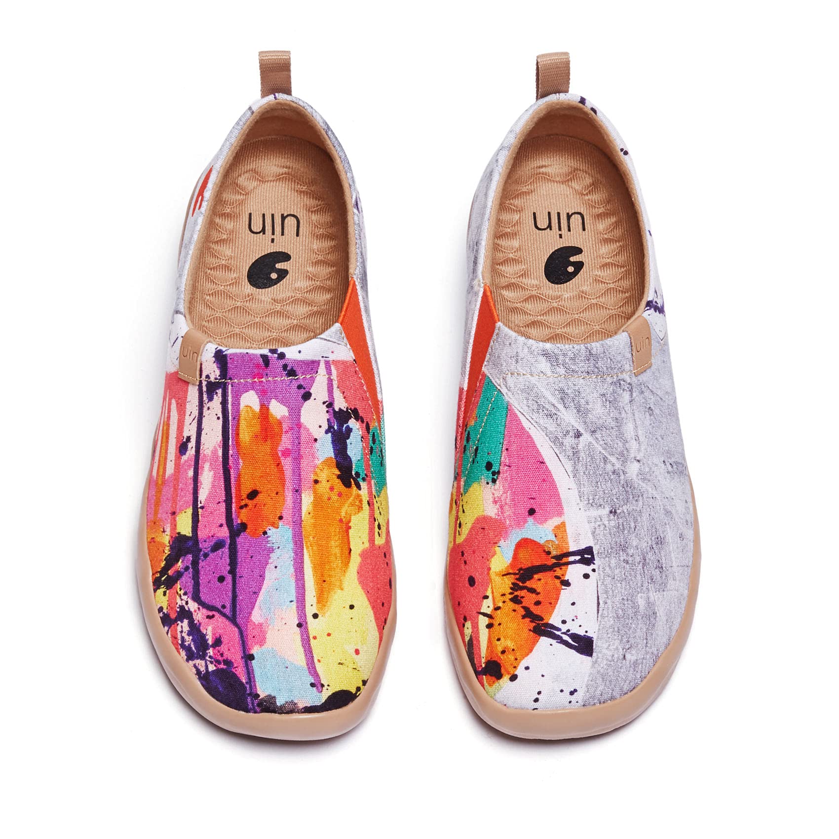 UIN Women's Slip On Sneakers - Casual Knit Loafers with Artistic Painting | Comfortable Soft Walking Shoes for Women | Perfect for Work, Travel & Everyday Wear