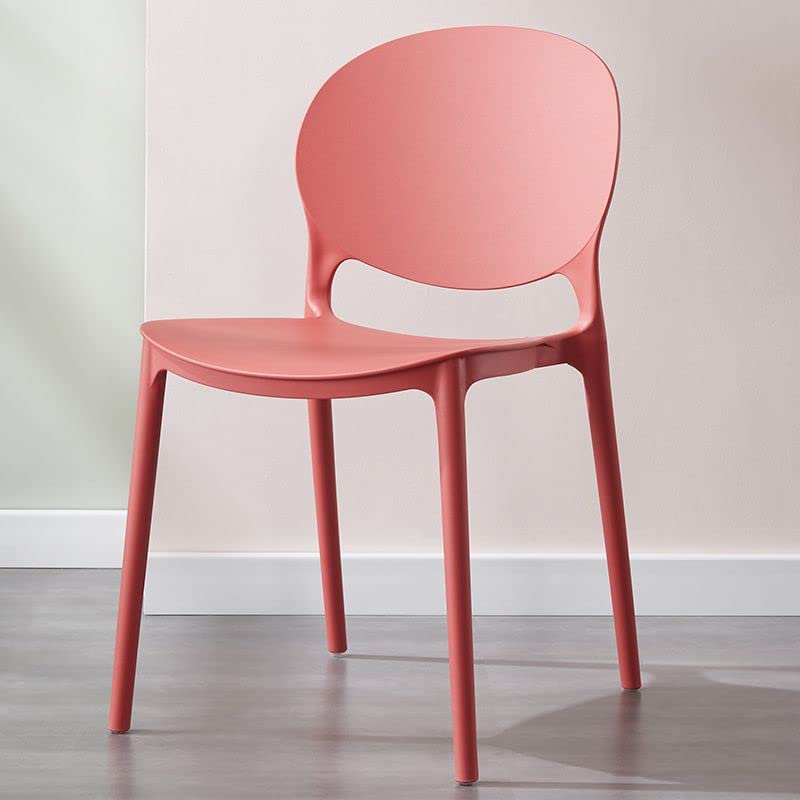 Mid Century Modern Dining Chairs - Stackable Plastic Armless Side Chairs for Kitchen, Dining Room & Living Room - Watermelon Red (Set of 1) | Perfect for Small Spaces, Apartments & Casual Dining Areas
