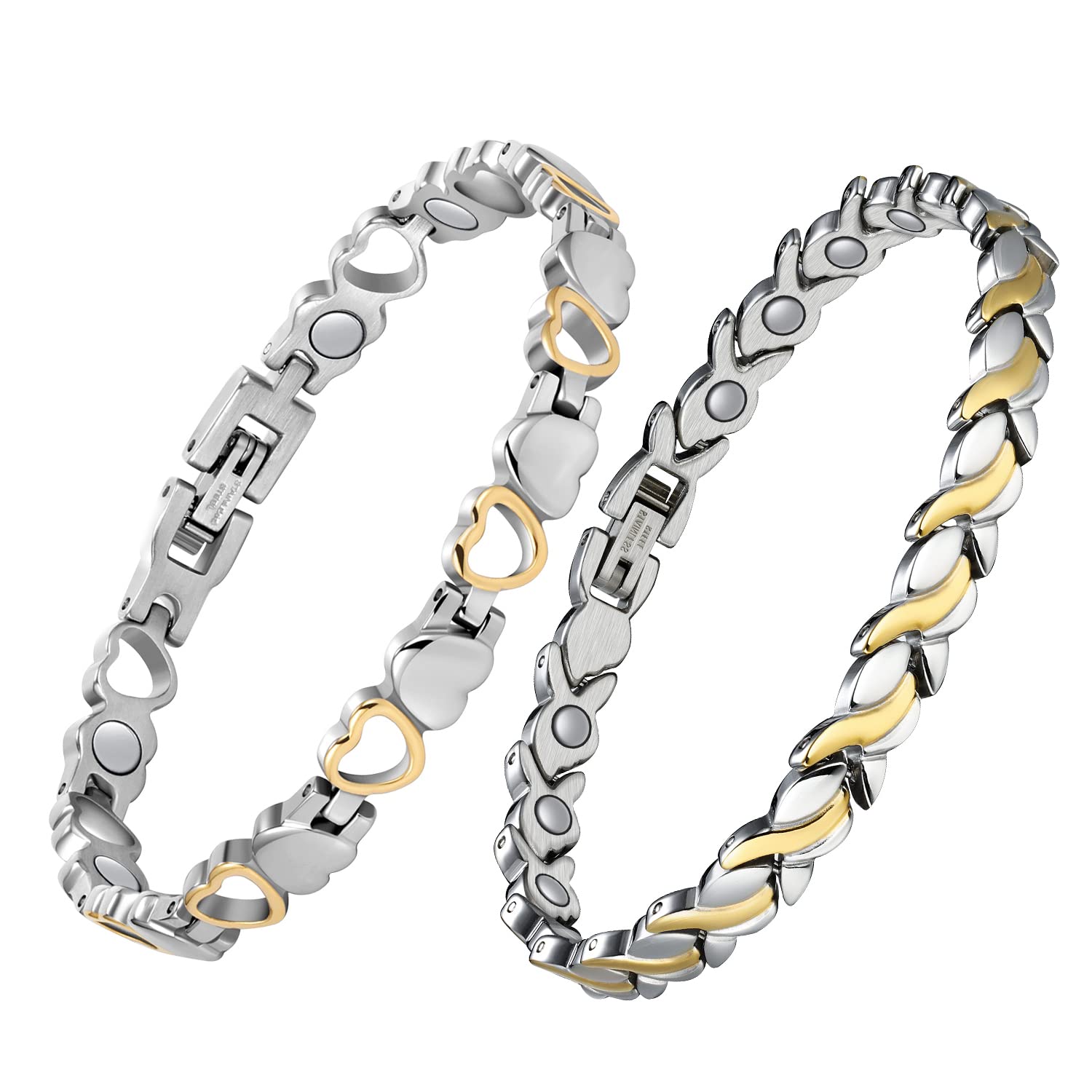 Jecanori Magnetic Therapy Bracelet for Women - Titanium Steel Adjustable Healing Bracelet for Pain Relief & Improved Circulation - Perfect for Workouts, Yoga & Daily Wear