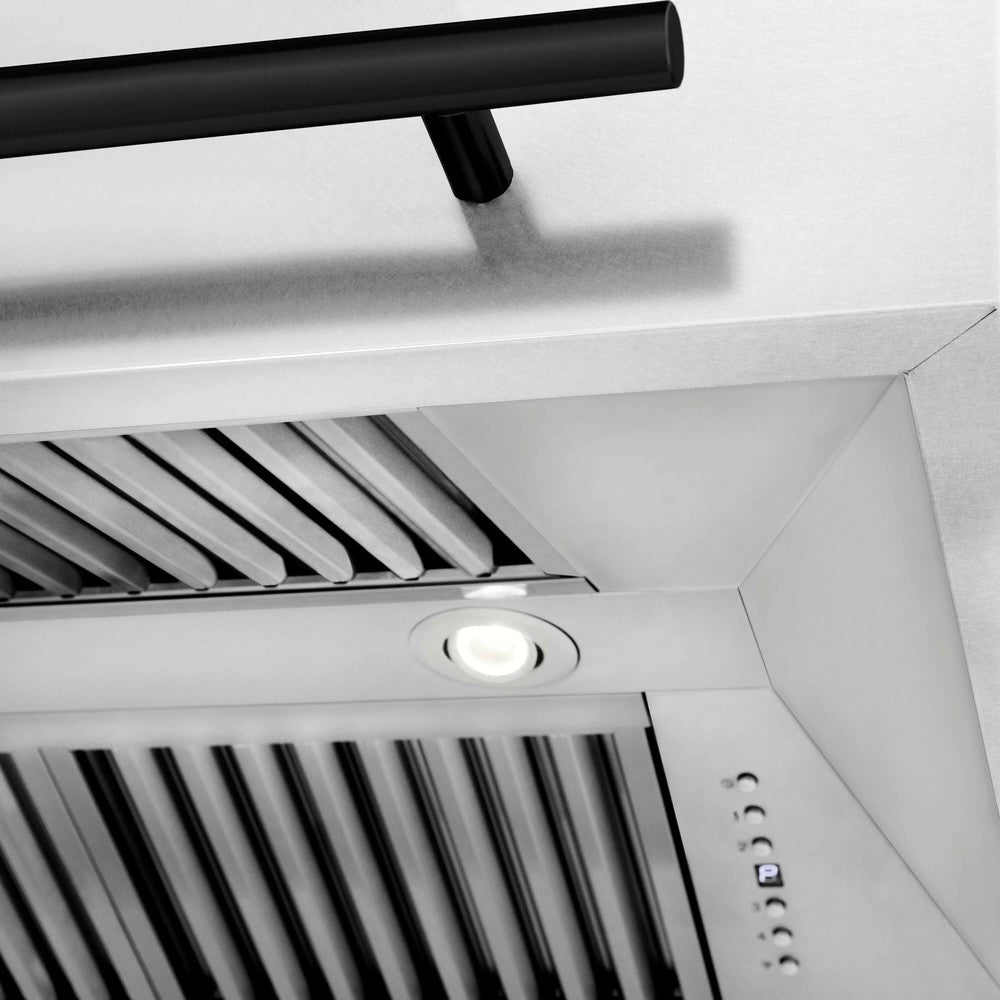 ZLINE Autograph Edition 30 Inch Stainless Steel Wall Mount Range Hood - White Matte Shell with Accent Handle (Model 8654SNZ WM30) | Professional Kitchen Ventilation for Modern Homes