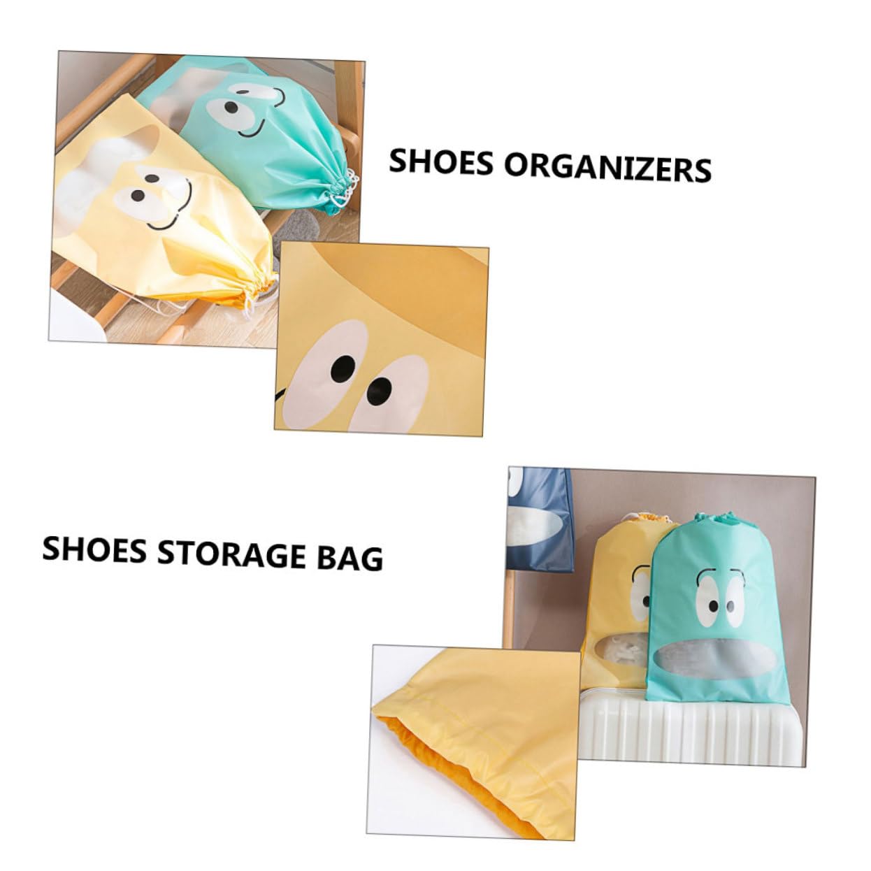 PACKOVE 8-Piece Transparent Shoe Storage Bags with Drawstring & Vacuum Seal - Hanging Dustproof Travel Organizer for Shoes, Clothes & Duvets - Foldable Clear Plastic Storage Boxes with EVA Front (Perfect for Travel, Moving & Home Organization)