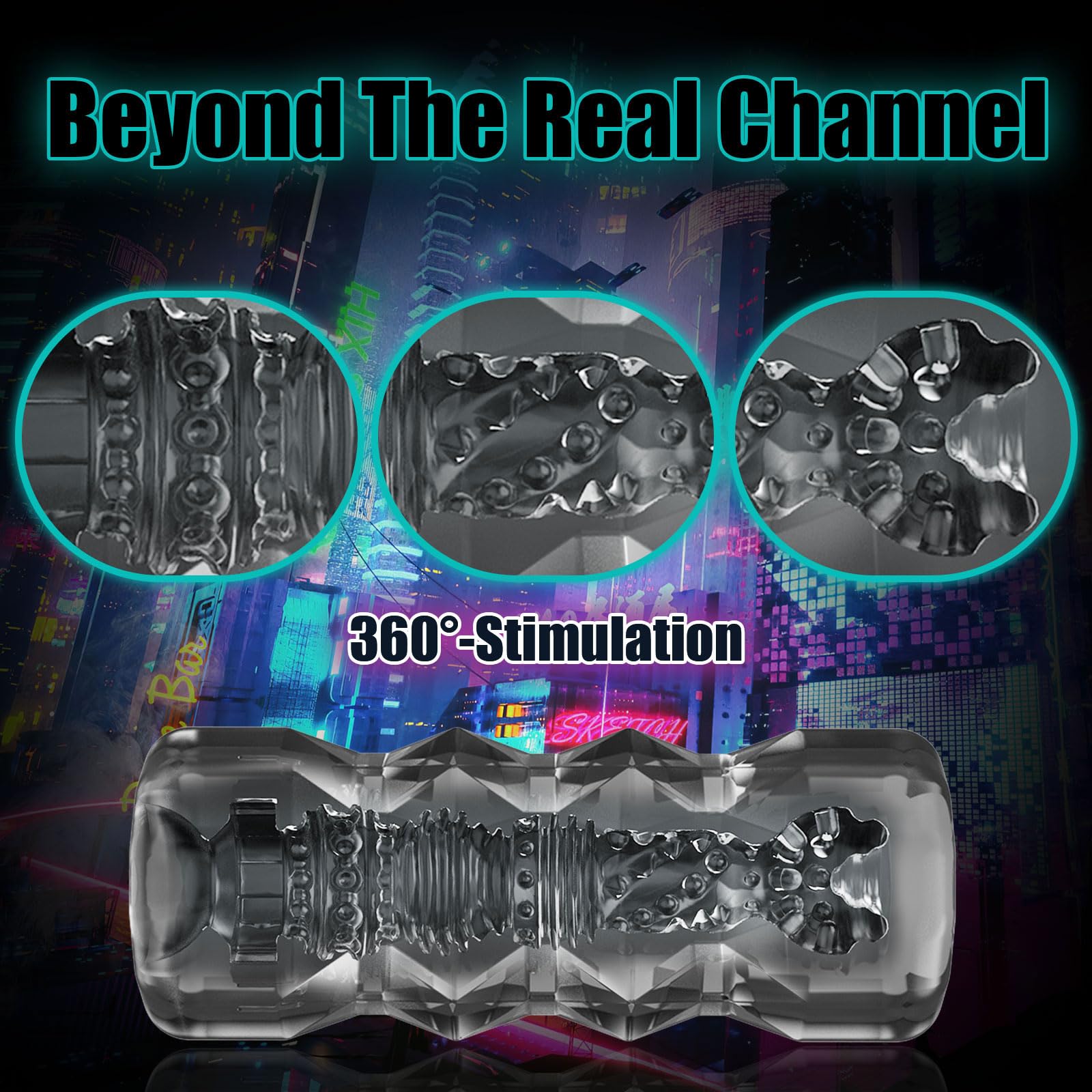 Premium Transparent Black TPE Male Masturbator - 3D Textured Pocket Pussy Stroker & Blowjob Simulator | Realistic Penis Training Sleeve with Storage Box | Discreet Adult Sex Toy for Solo Pleasure & Stress Relief